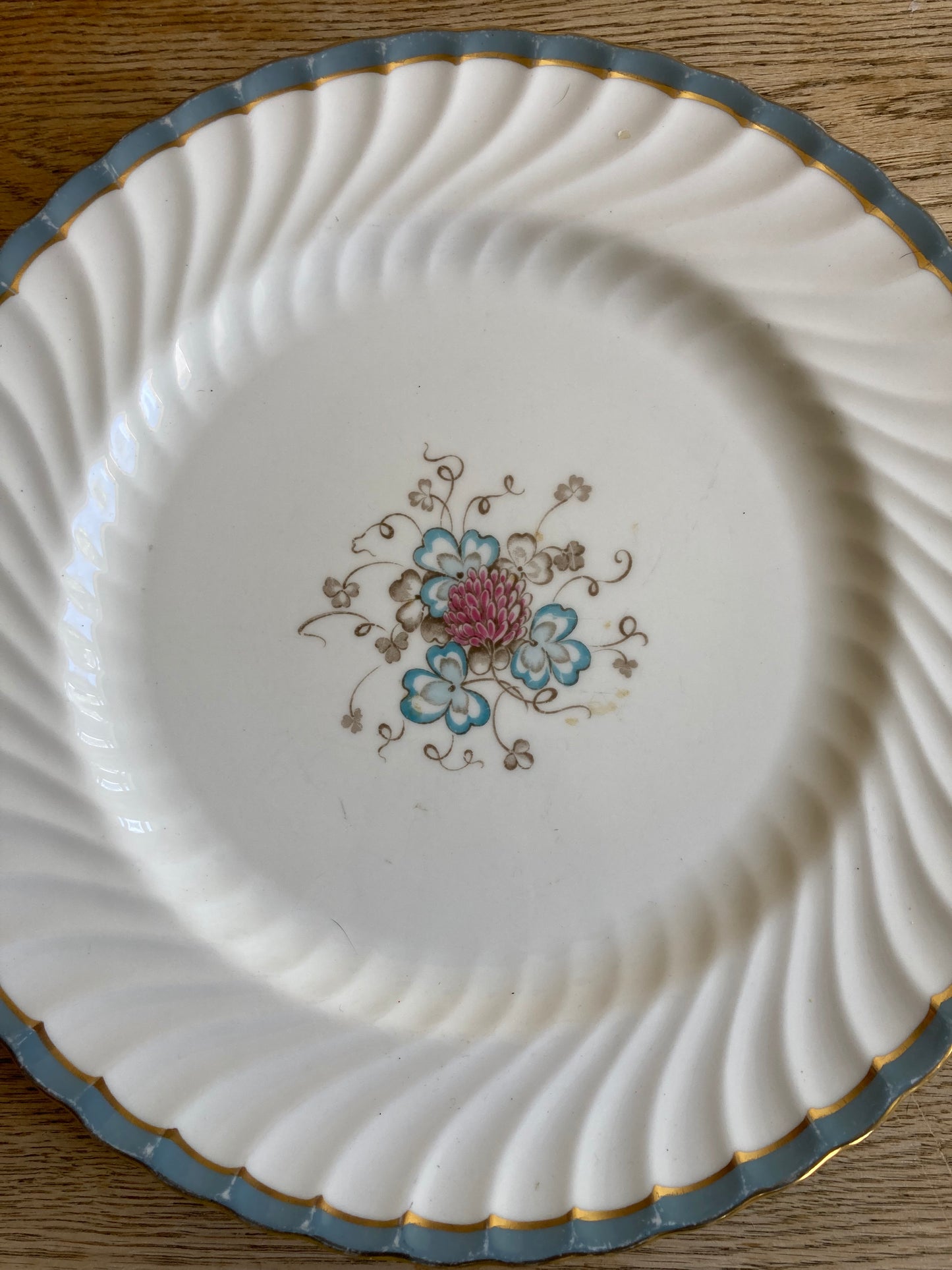 Aynsley Bone China 10 1/2” Gold Scalloped Handpainted Floral Dinner Plate
