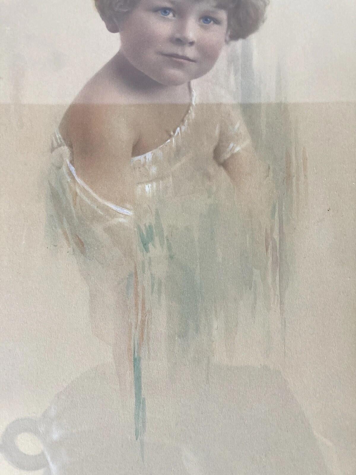 Vintage Child Portrait Print Framed Pastel Style Picture Wall Art