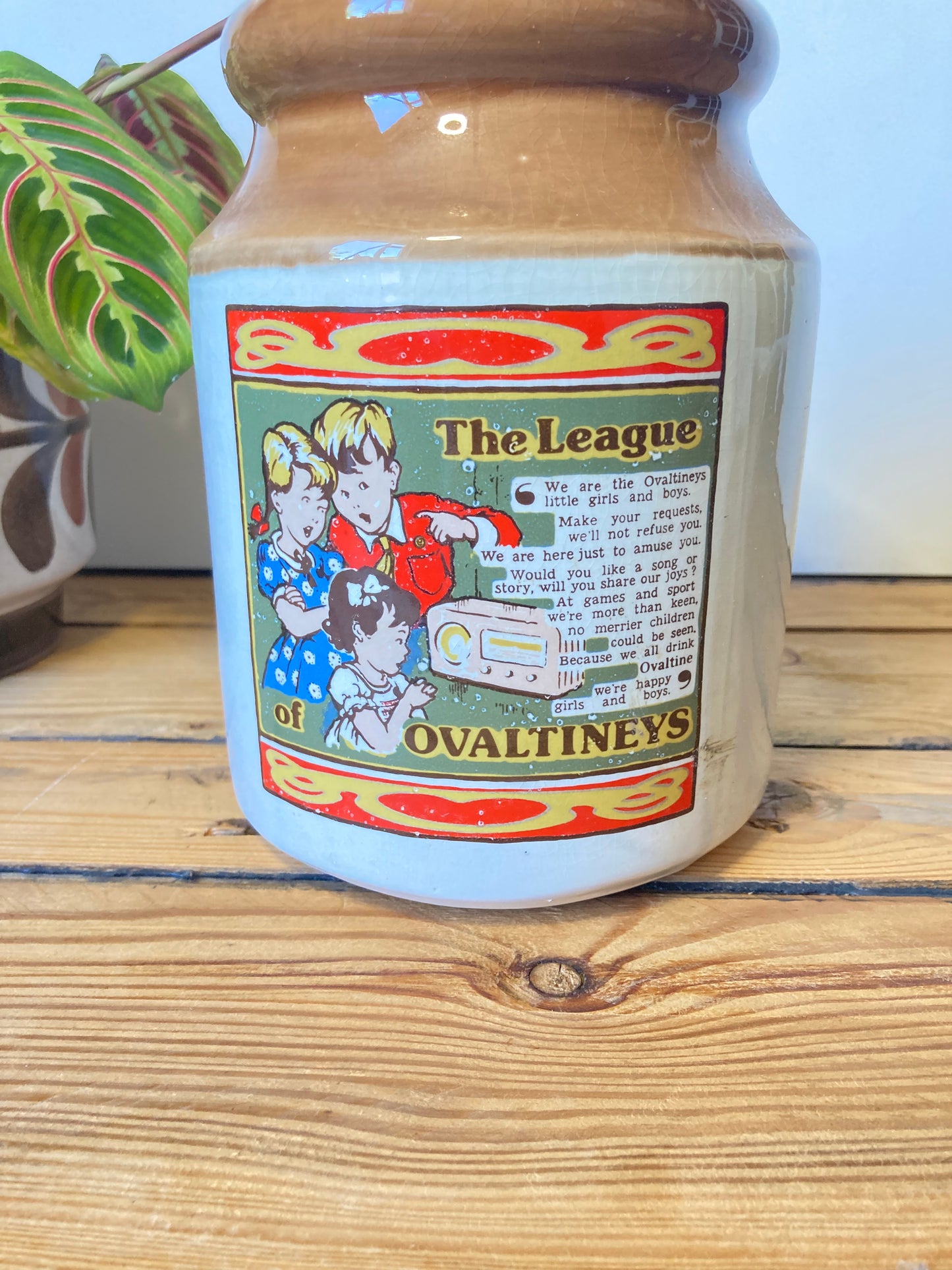 Vintage Ovaltine Ceramic Jar The League Advertising Storage Pot