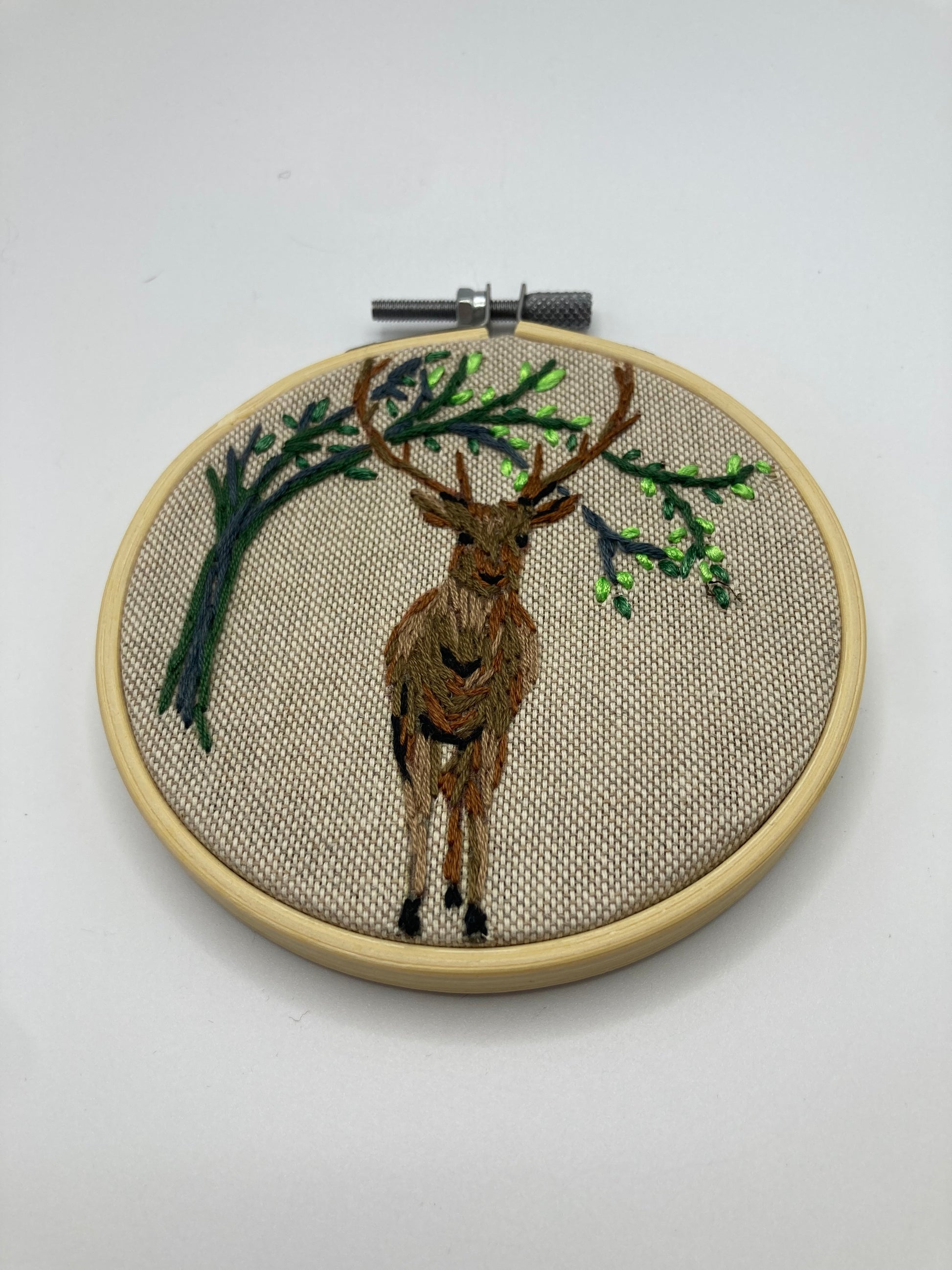 Deer Hand Stitched Medium Hoop Wall Art - Bloom & Heirloom Vintage Decor