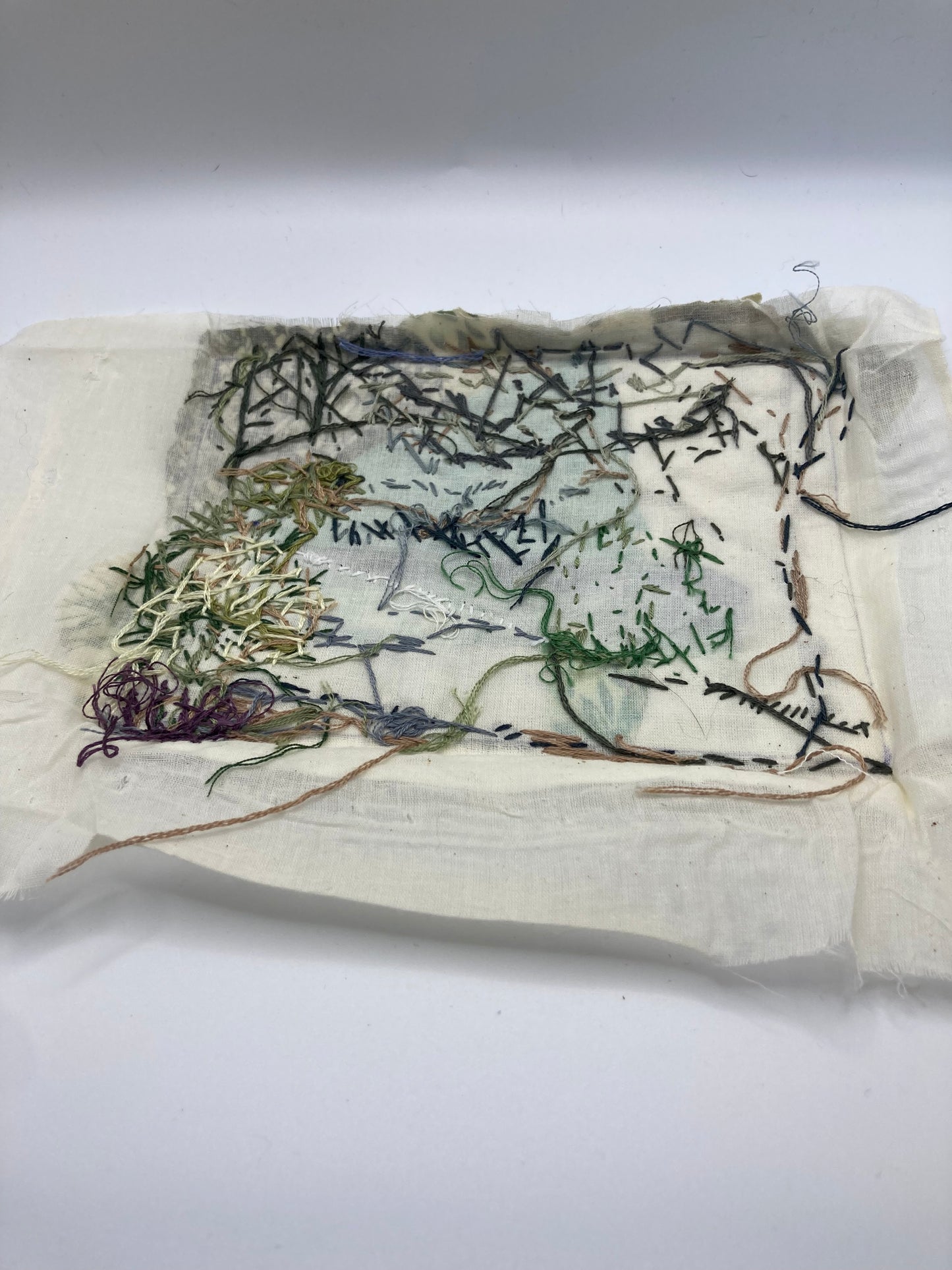 Textile Art Mixed Media Embroidered Landscape Piece For Framing Or Crafting - Bloom & Heirloom Vintage Decor