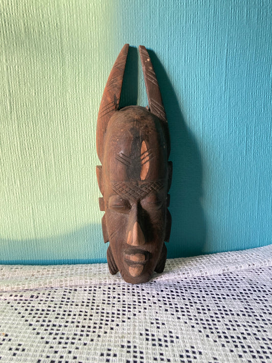 Vintage Tribal African Wooden Mask Small Hand Carved