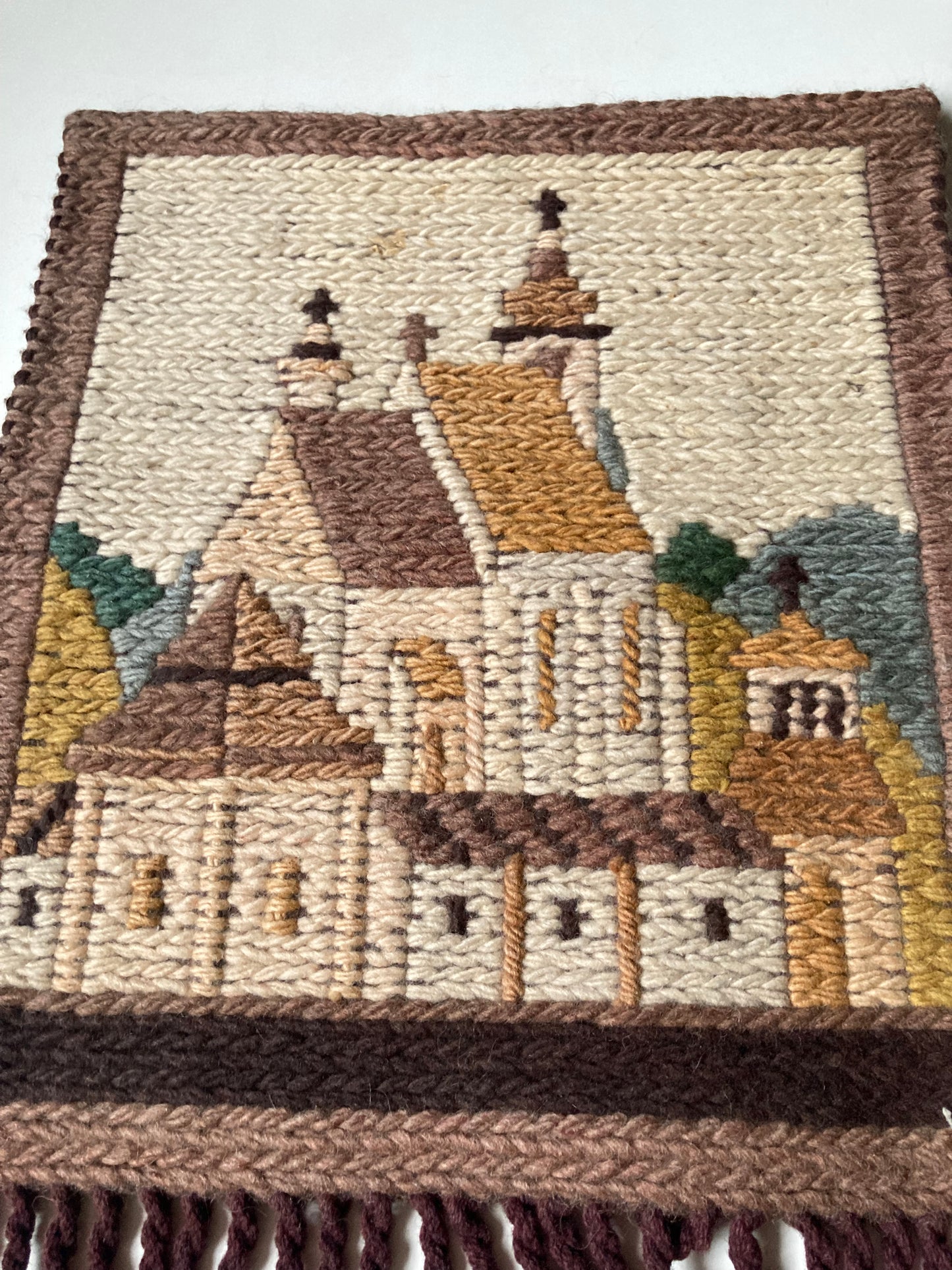 Vintage Polish Cepelia Woven Wool Handmade Wall Hanging Tapestry