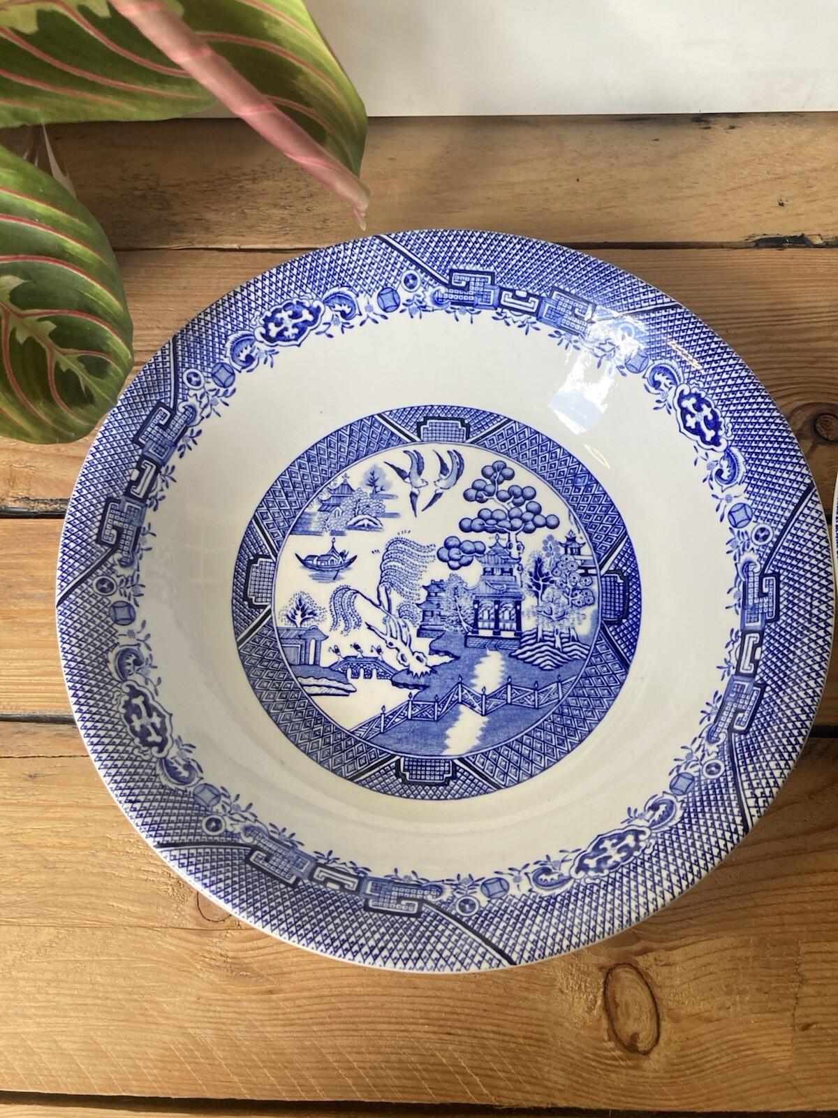 Barretts Of Staffordshire Old Willow England porcelain Serving Bowl Pair 1940’s