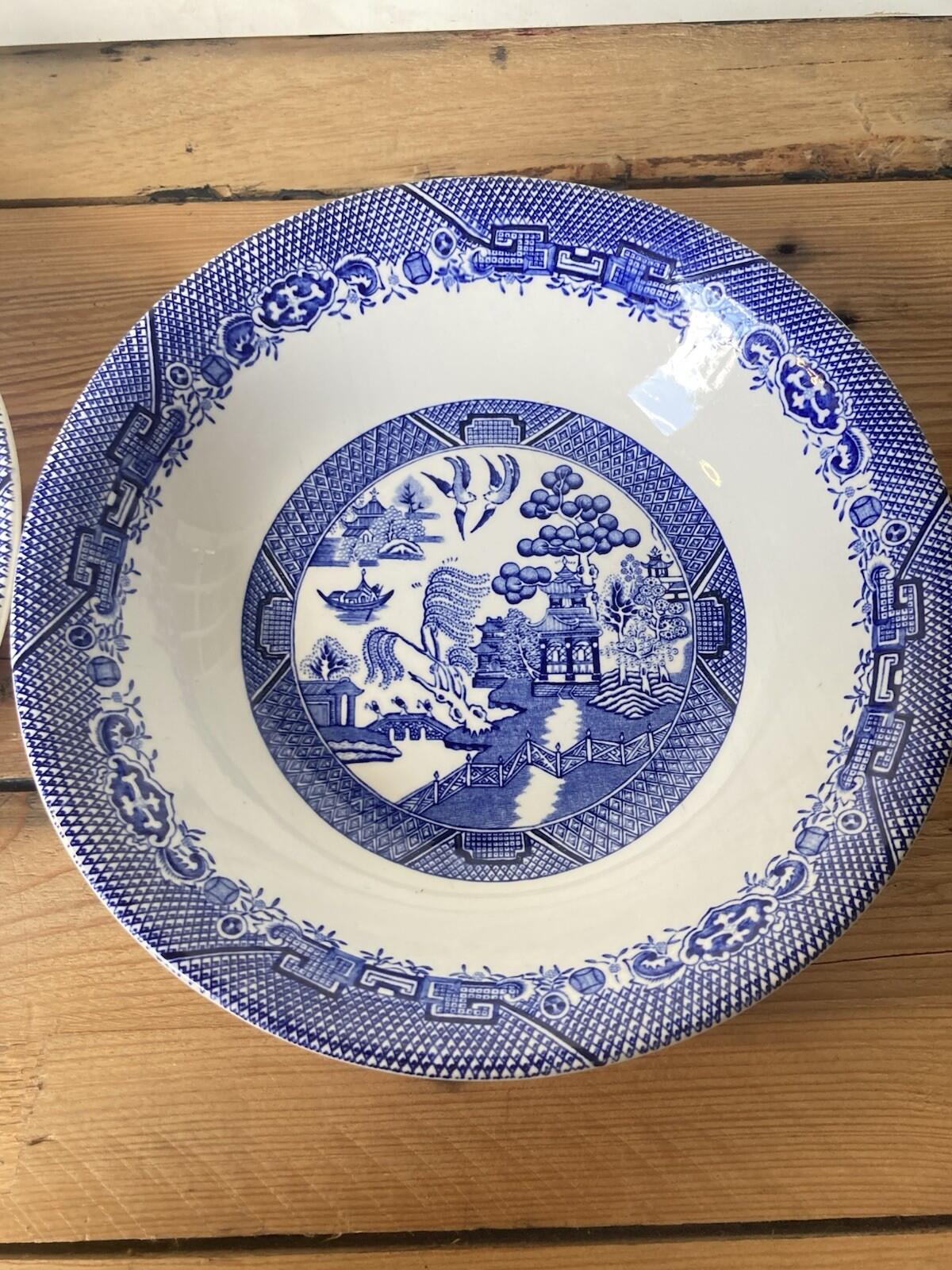 Barretts Of Staffordshire Old Willow England porcelain Serving Bowl Pair 1940’s