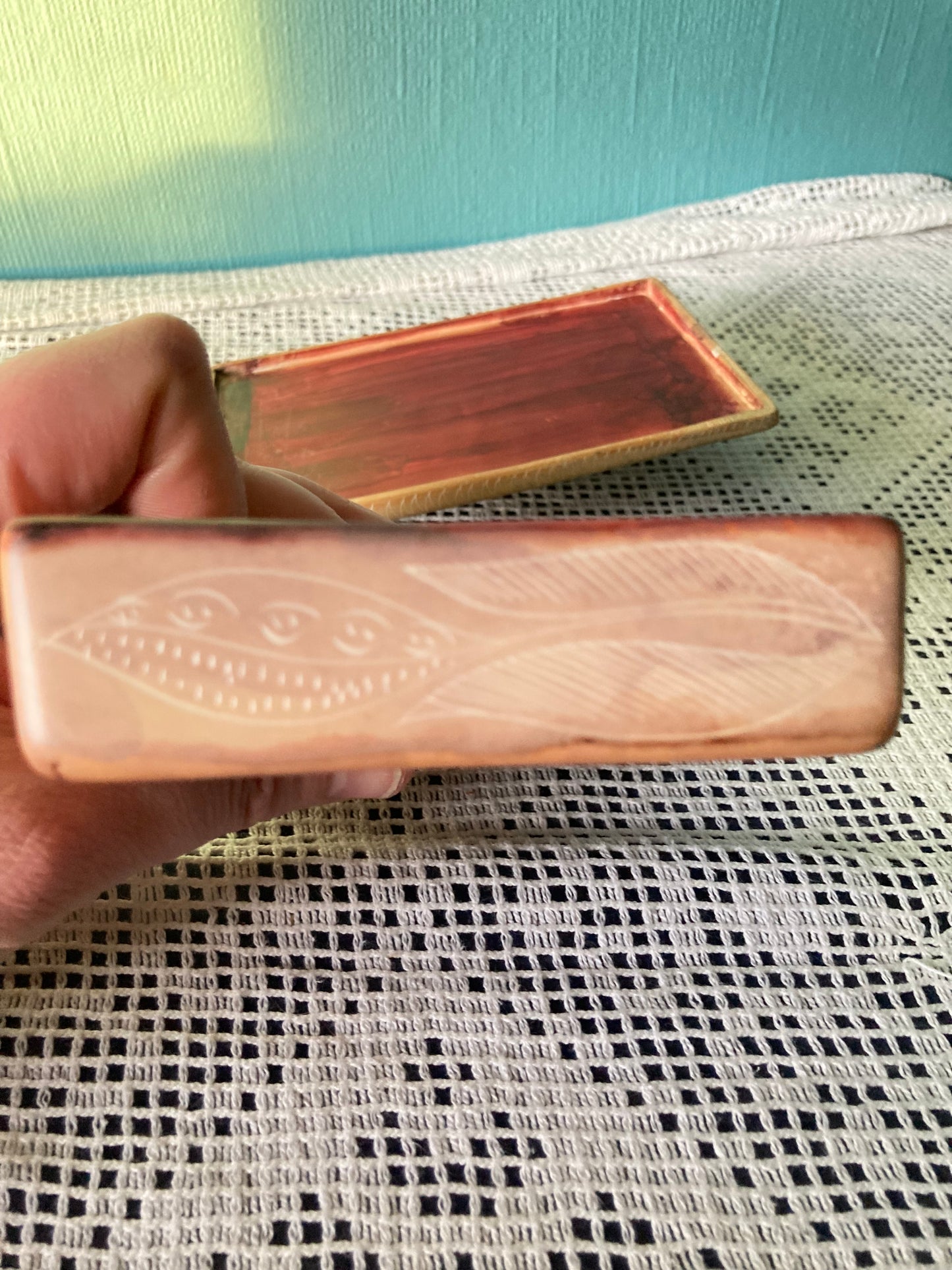 Soapstone Trinket Box Fish Decorated Made in Kenya