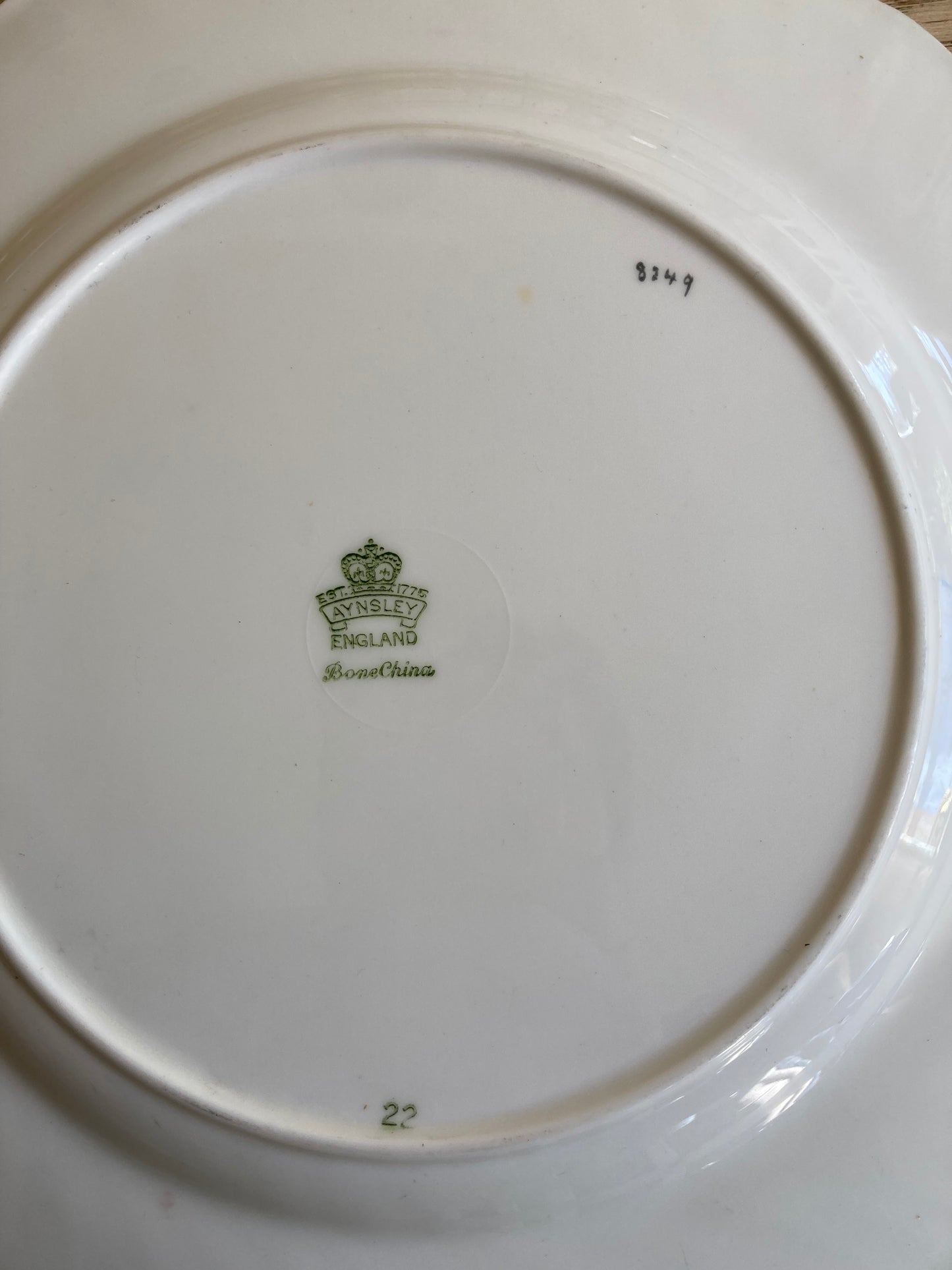 Aynsley Bone China 10 1/2” Gold Scalloped Handpainted Floral Dinner Plate
