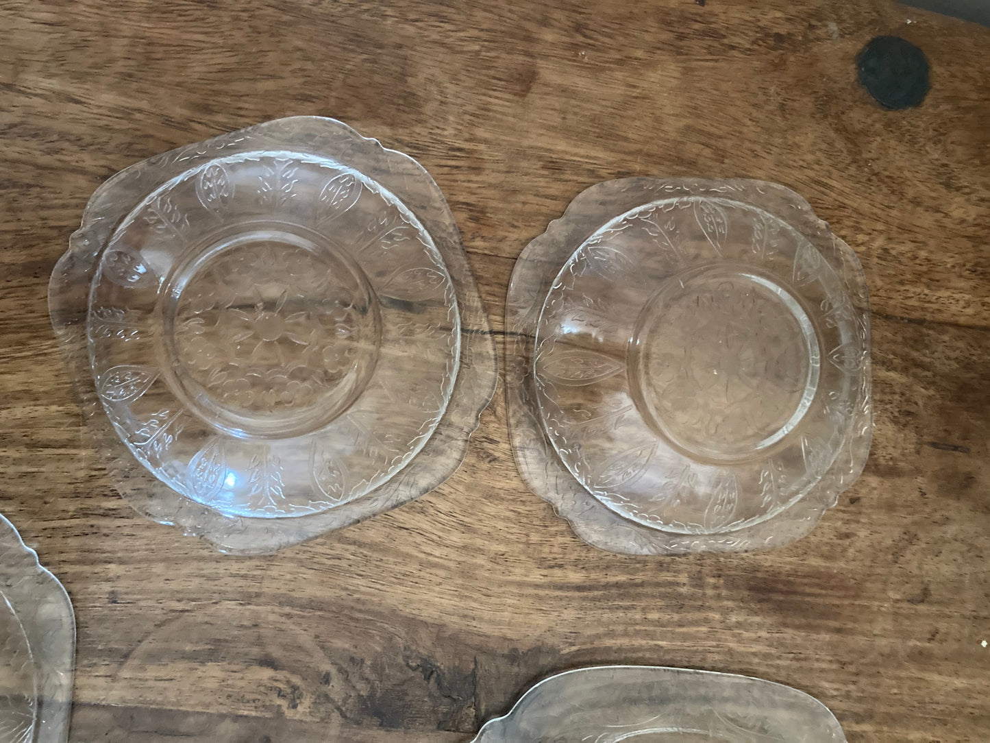 Depression Glass Rectangle Serving Bowl with 6 Square Side Bowls