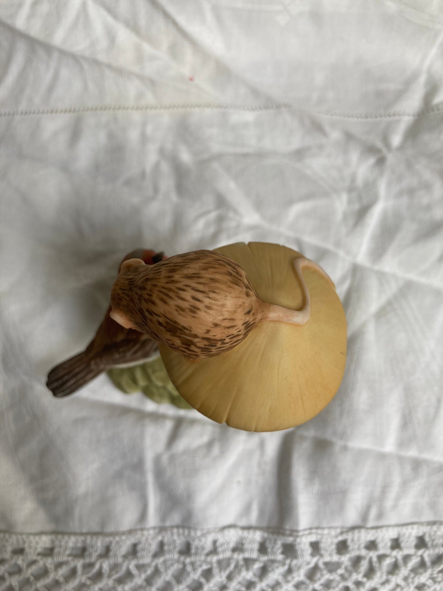 Royal Osborne Porcelain Robin And Mouse On Toadstool Flower Ornament