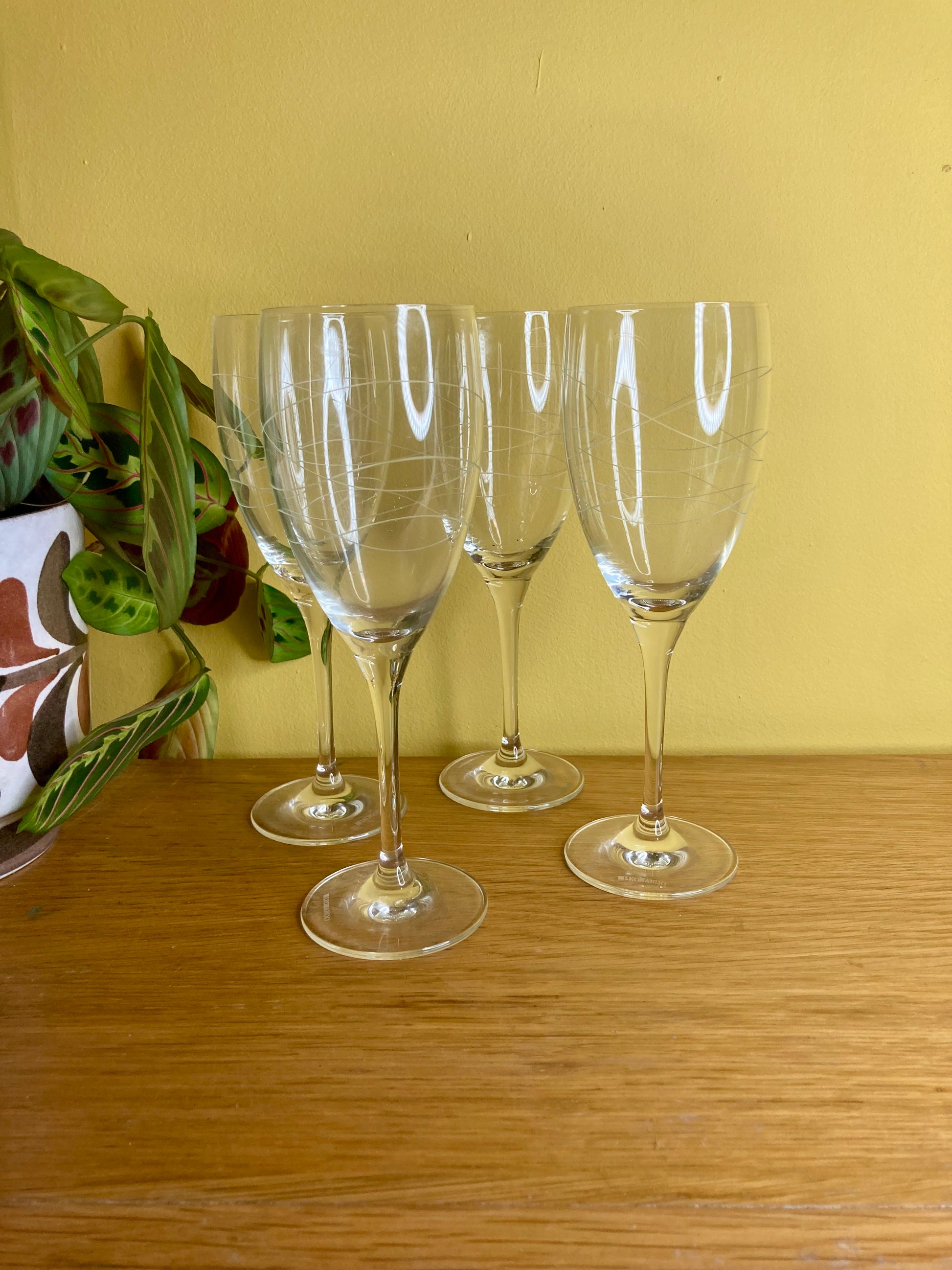 Vintage Leonardo Wine Glasses Set of 4 Banded - Bloom & Heirloom Vintage Decor