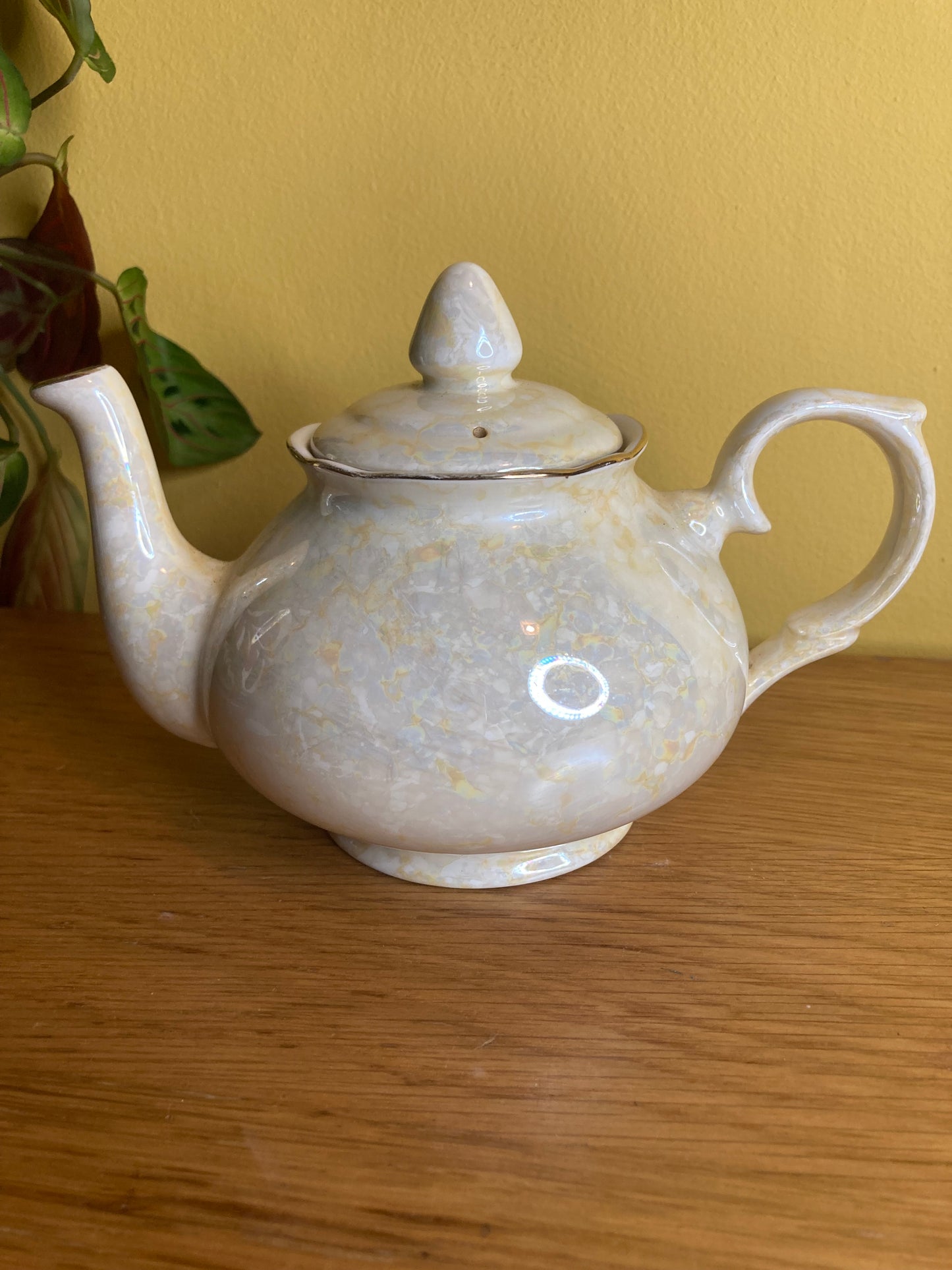 Vintage Pearlescent Teapot Tea for 1 Fine Bone China