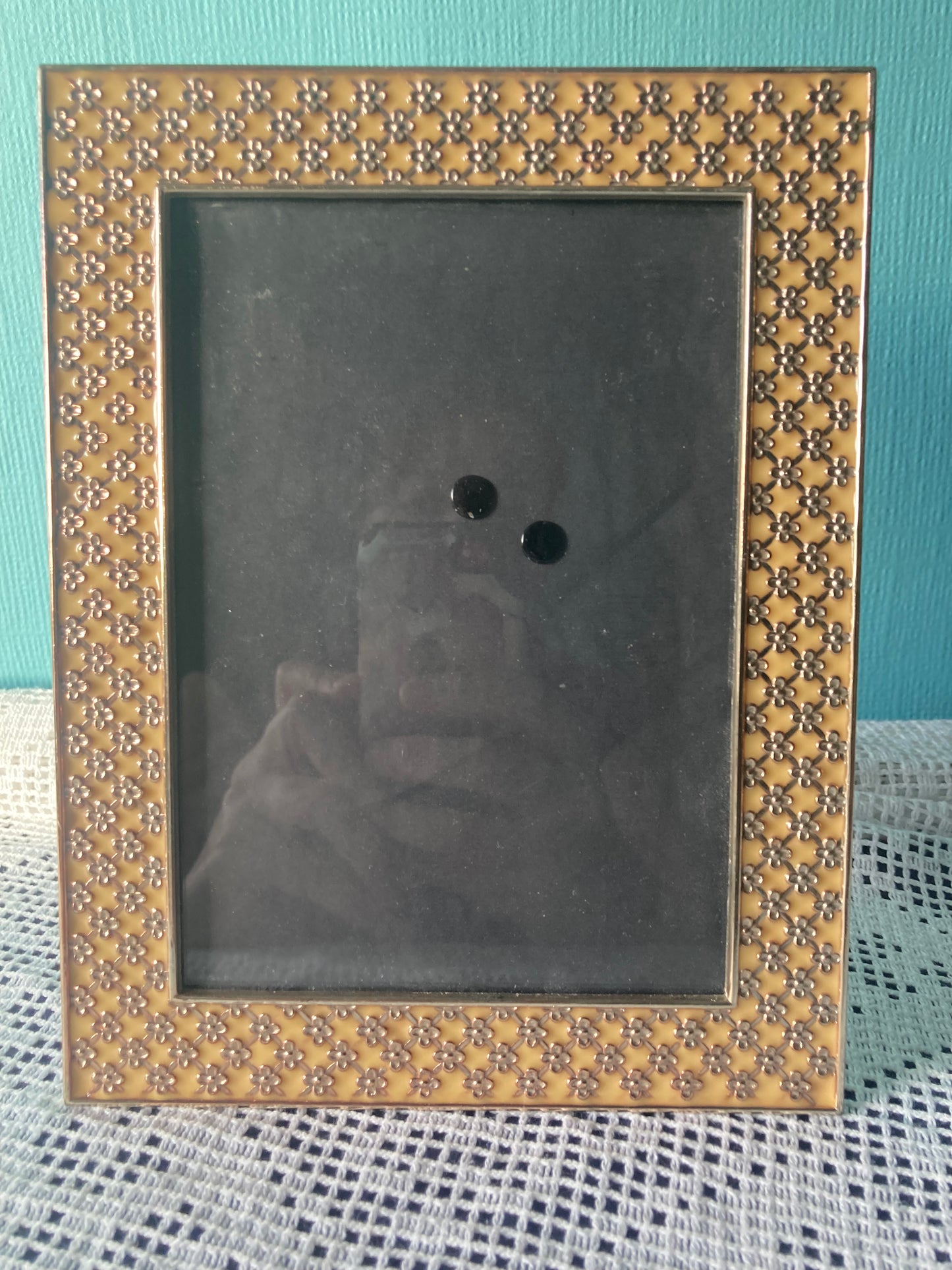 Yellow Enamel Golden Floral Photo Frame 7x5" Freestanding Gift