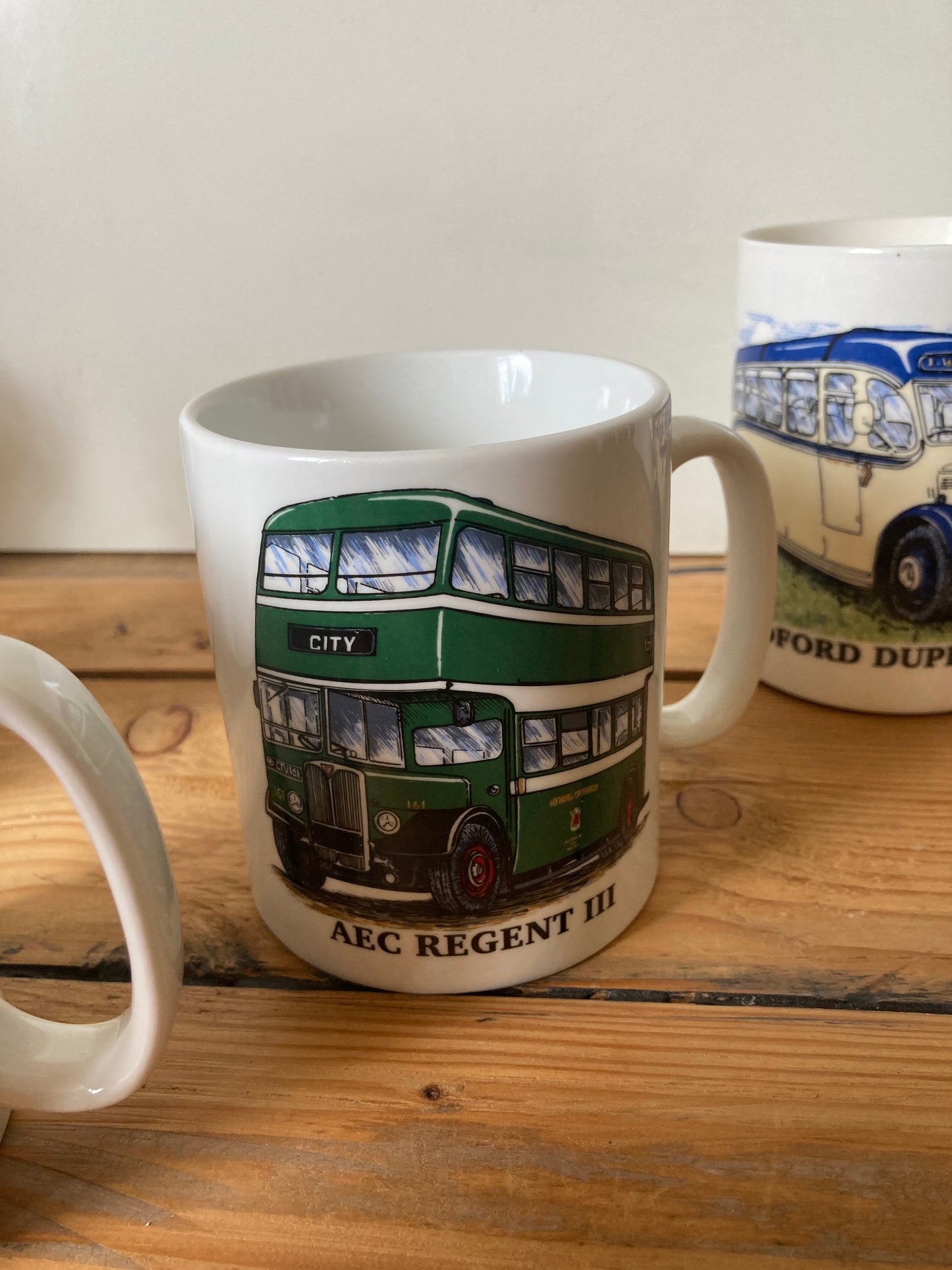 Vintage Bus Enthusiast Mugs Set 5 Transport Vehicle Coffee Cups