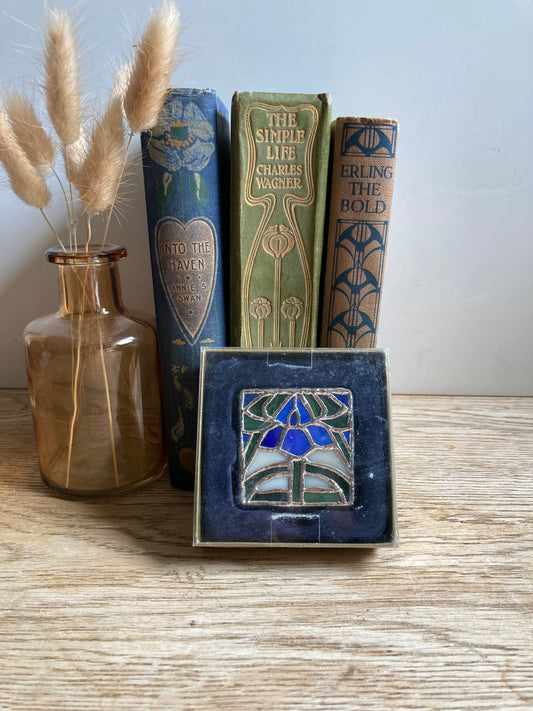Vintage Past Times Art Deco Metal Paperweight - Stained Glass Rennie Mackintosh Style
