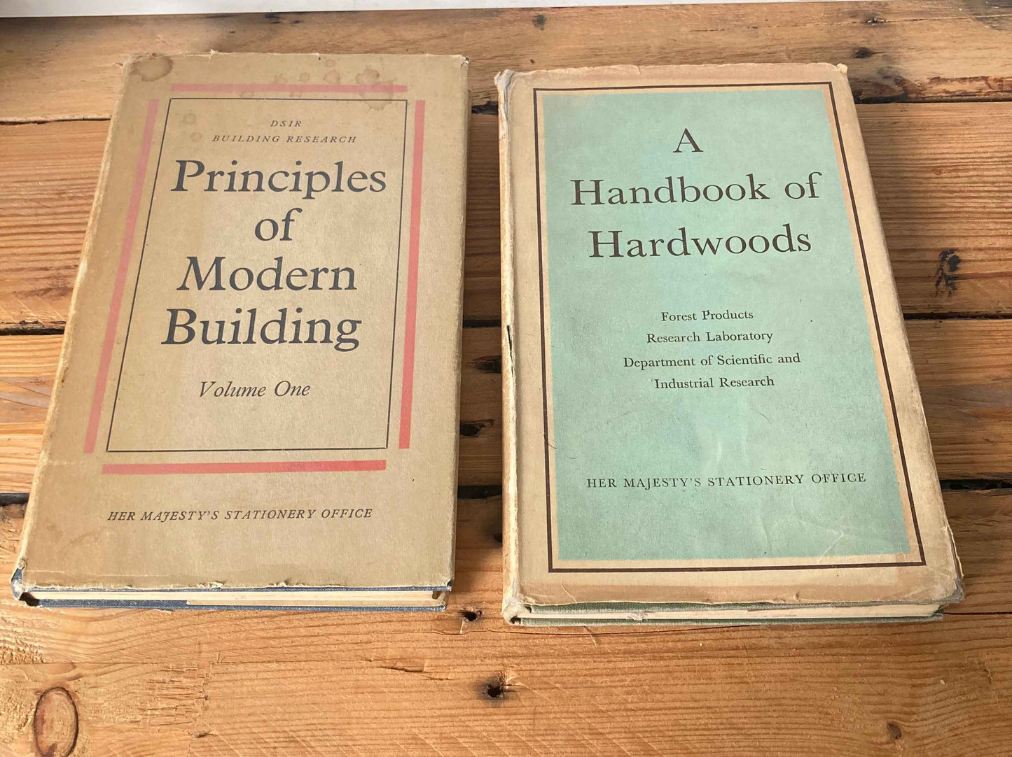 Vintage HMSO Technical Books Building Construction Hardwoods Architecture x2