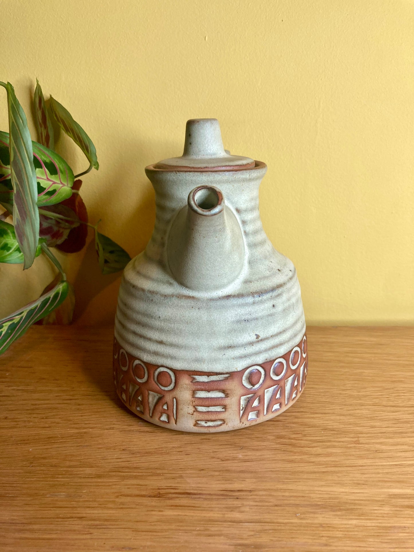 Vintage Tremar Ceramic Teapot Retro Pattern Cornish Pottery