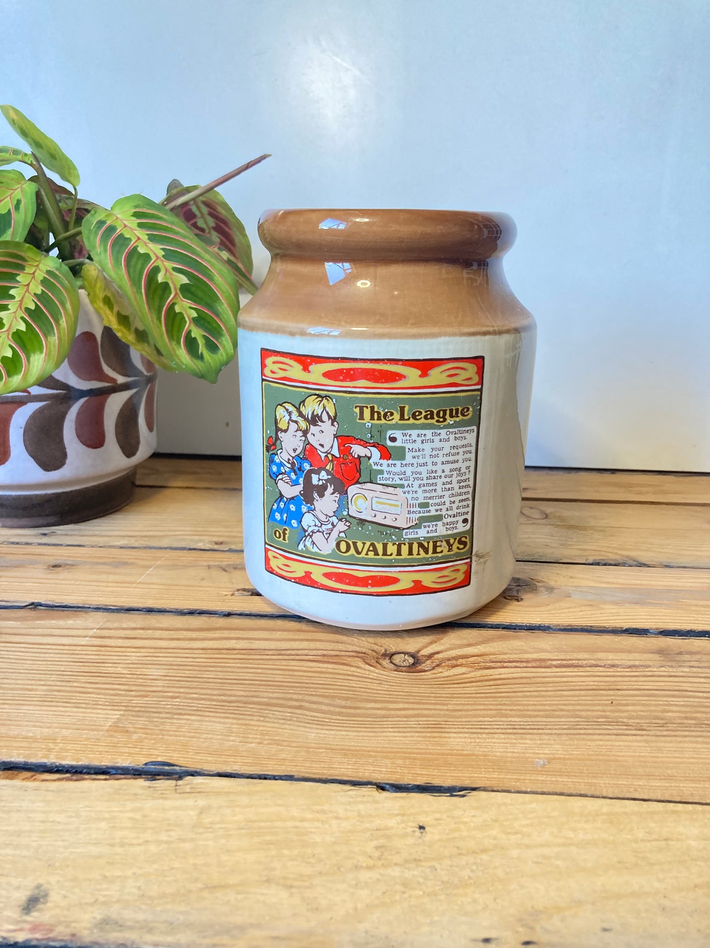 Vintage Ovaltine Ceramic Jar The League Advertising Storage Pot