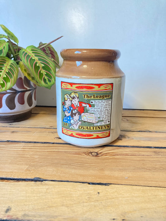 Vintage Ovaltine Ceramic Jar The League Advertising Storage Pot