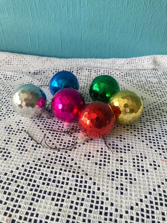 80s Vintage Lot Disco Shatterproof Ball Baubles Christmas Xmas Tree Decorations