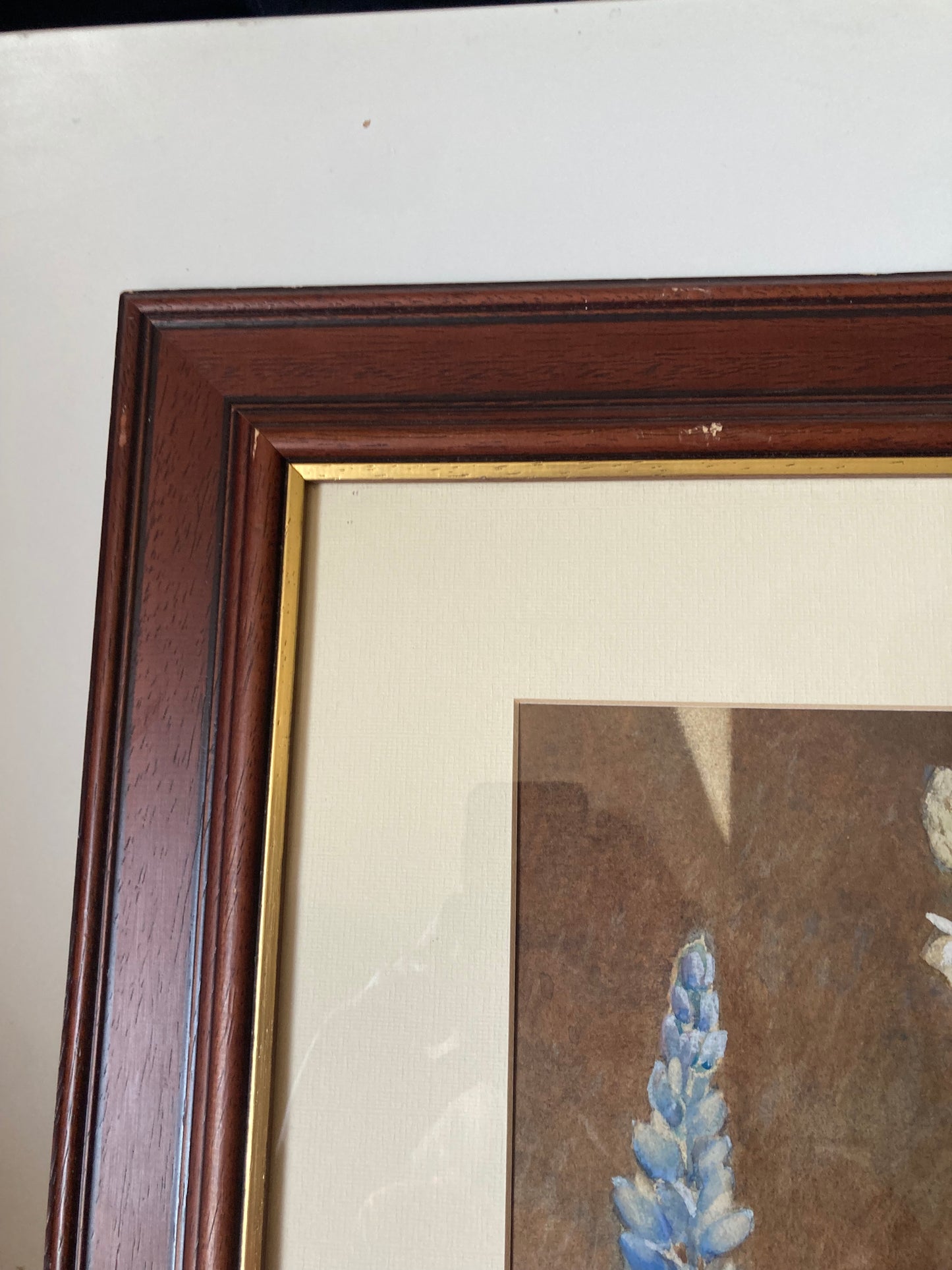Vintage Floral Still Life Watercolour Painting Framed Blue White Signed Arthur Sherwood Edwards