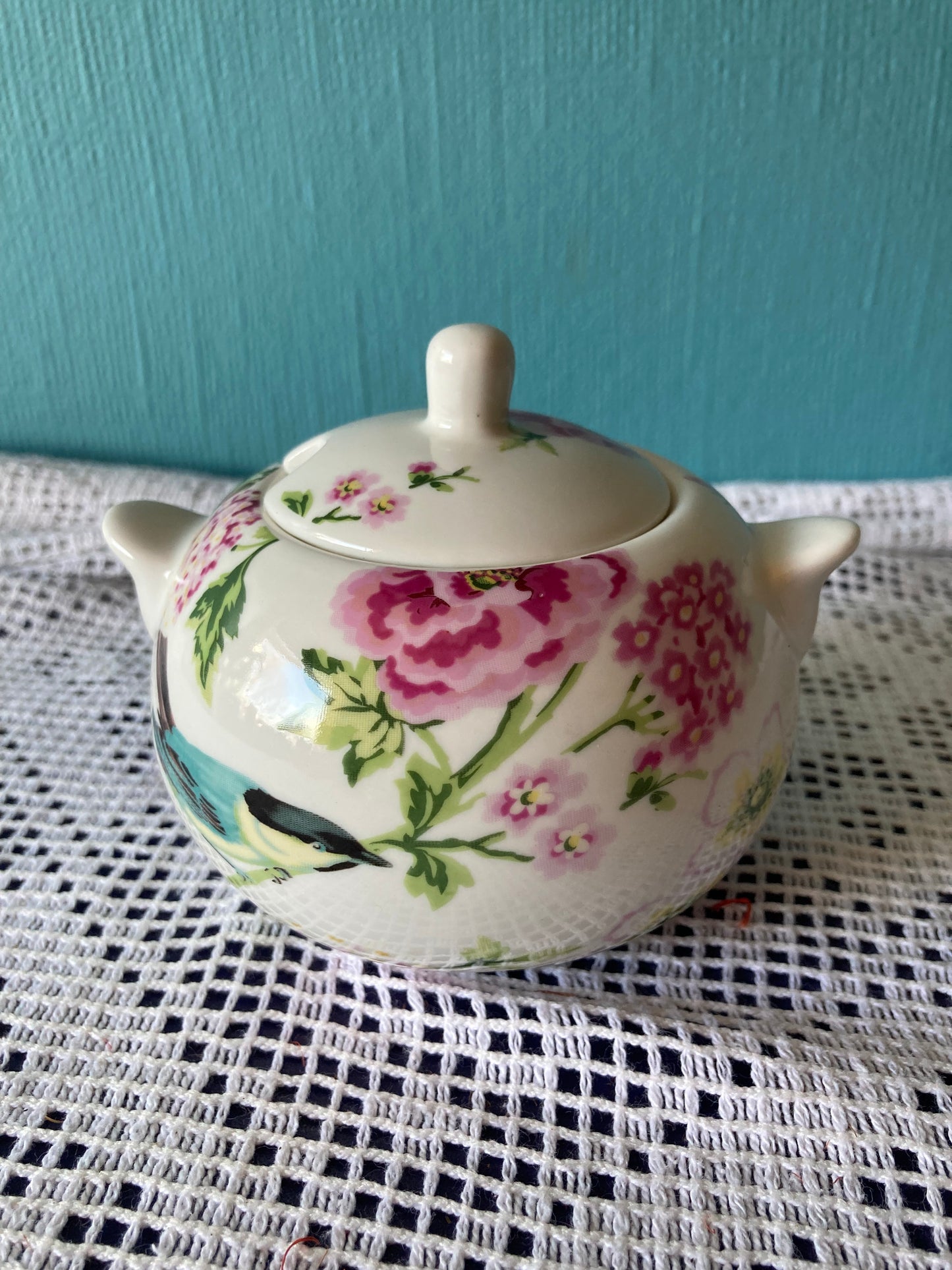 Bird Song Floral Creative Tops Lidded Sugar Bowl