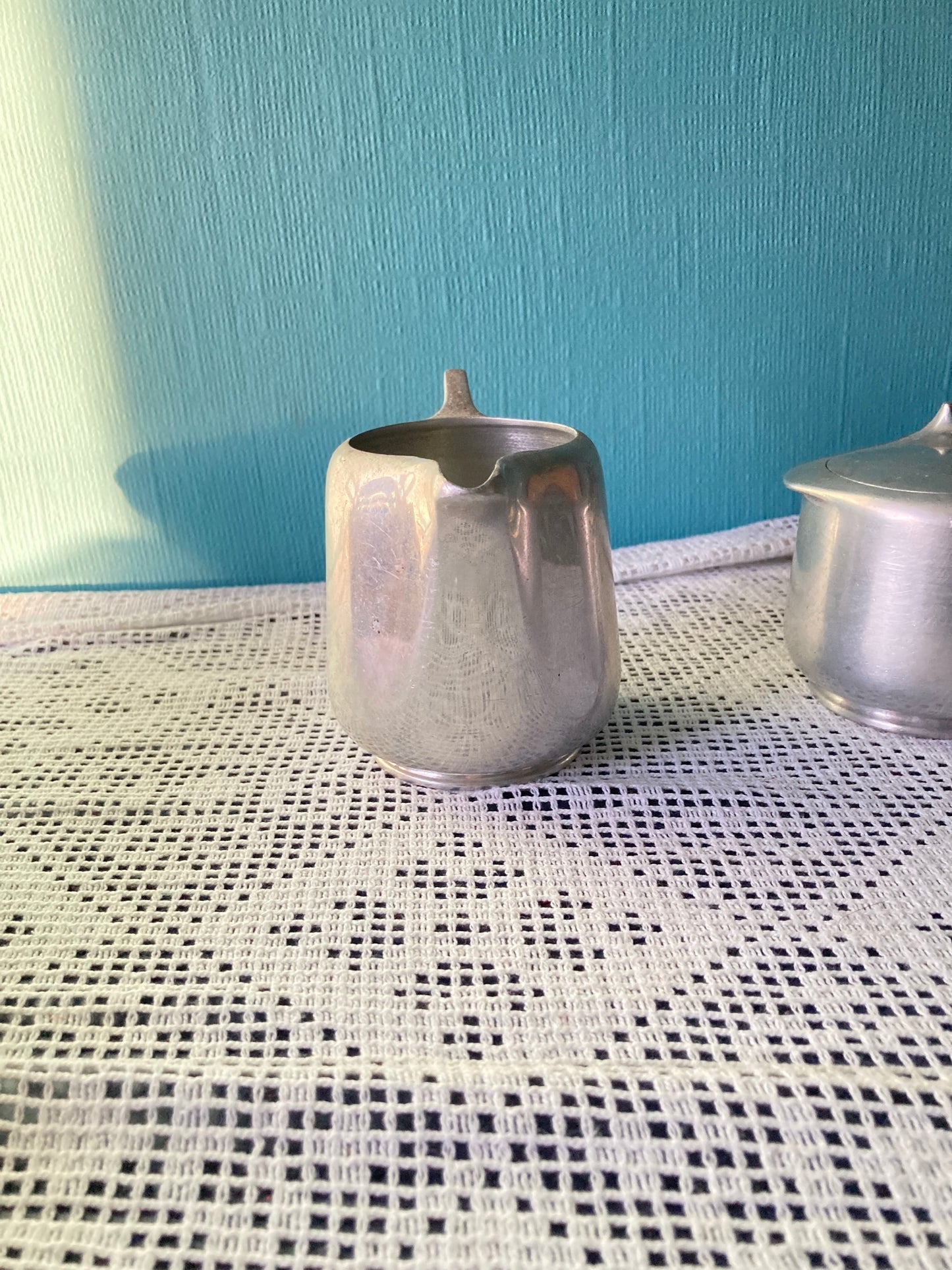 Classic 1950’s Piquot Ware Tea Set Creamer & Covered Sugar