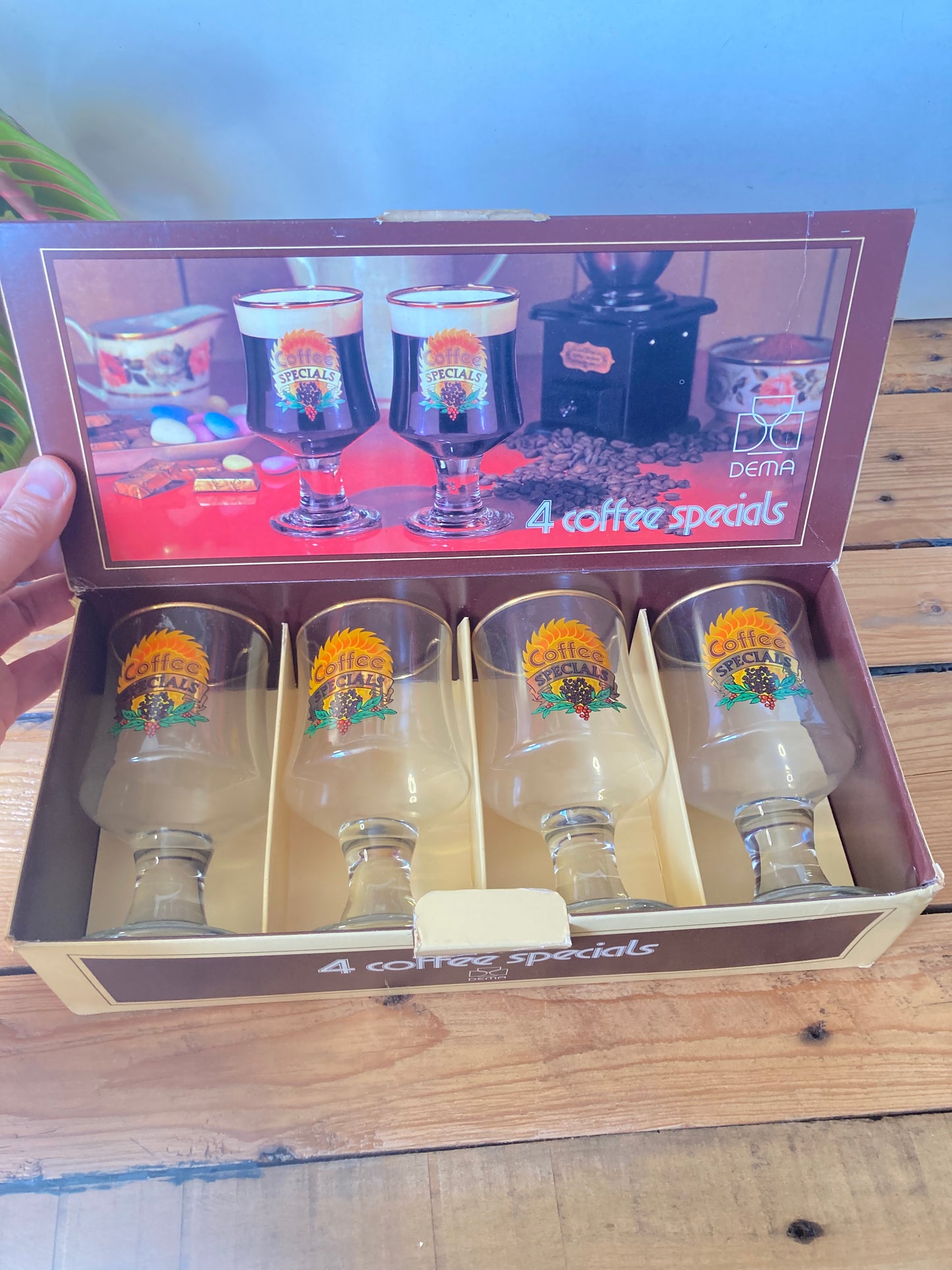 Vintage Dema Irish Coffee Glasses Set of 4 Boxed Made in England Coffee Special