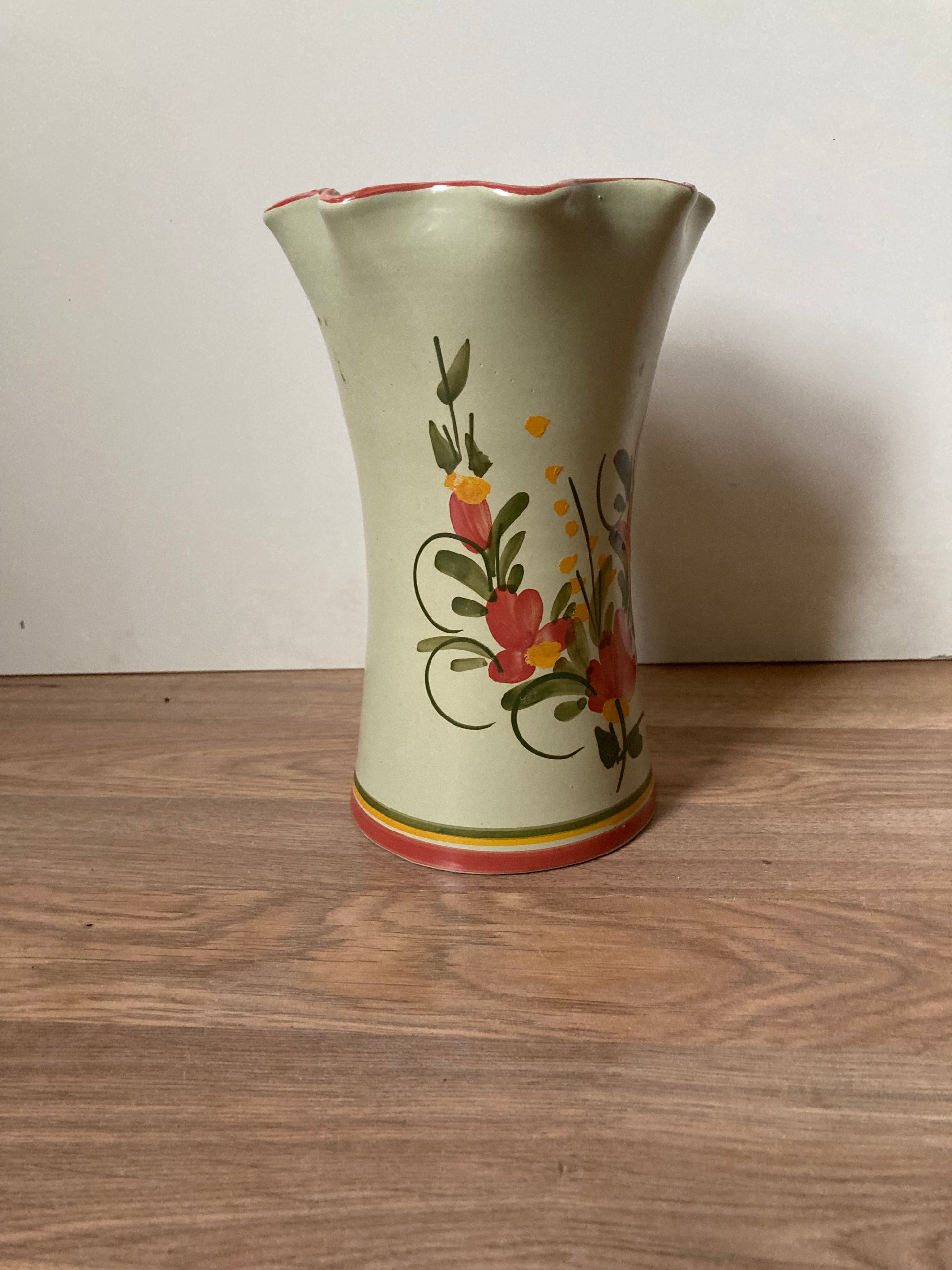 Vintage Hand Painted Italian Ceramic Vase with a Floral Design - Bloom & Heirloom Vintage Decor