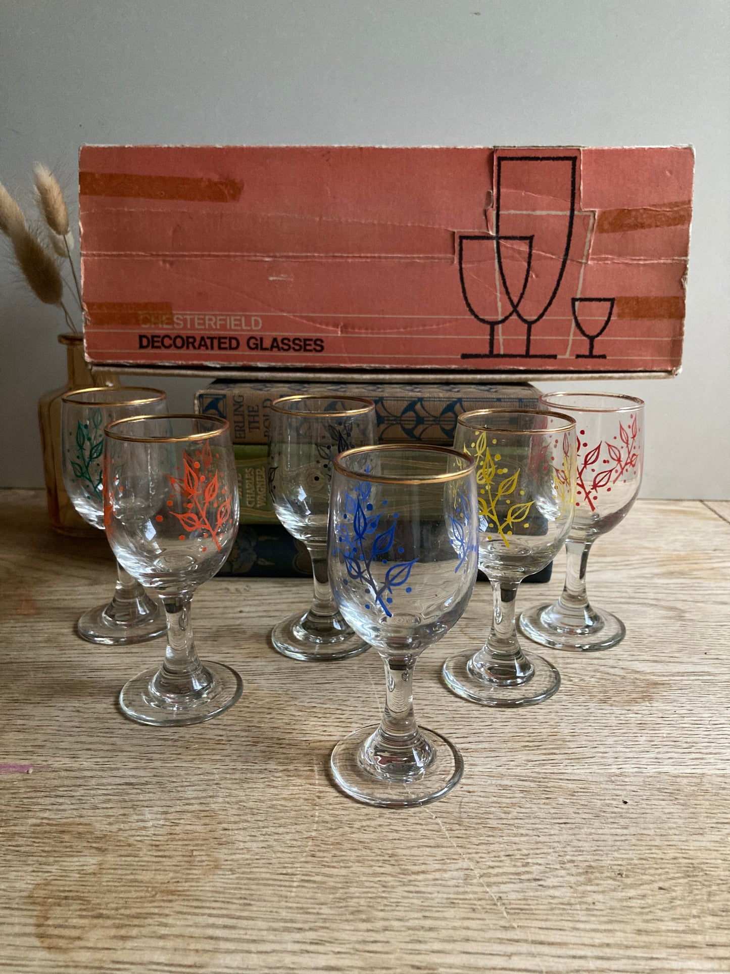 Vintage Derma Chesterfield Sherry Glasses Boxed 1970s