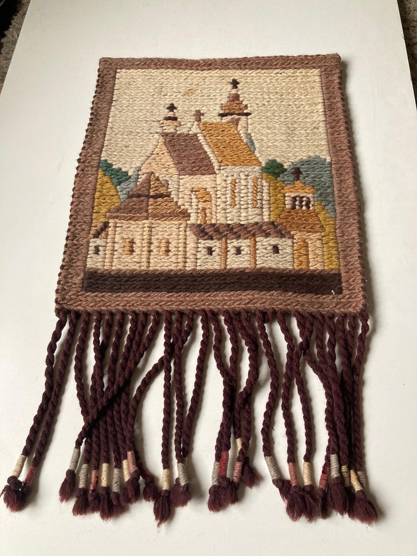 Vintage Polish Cepelia Woven Wool Handmade Wall Hanging Tapestry