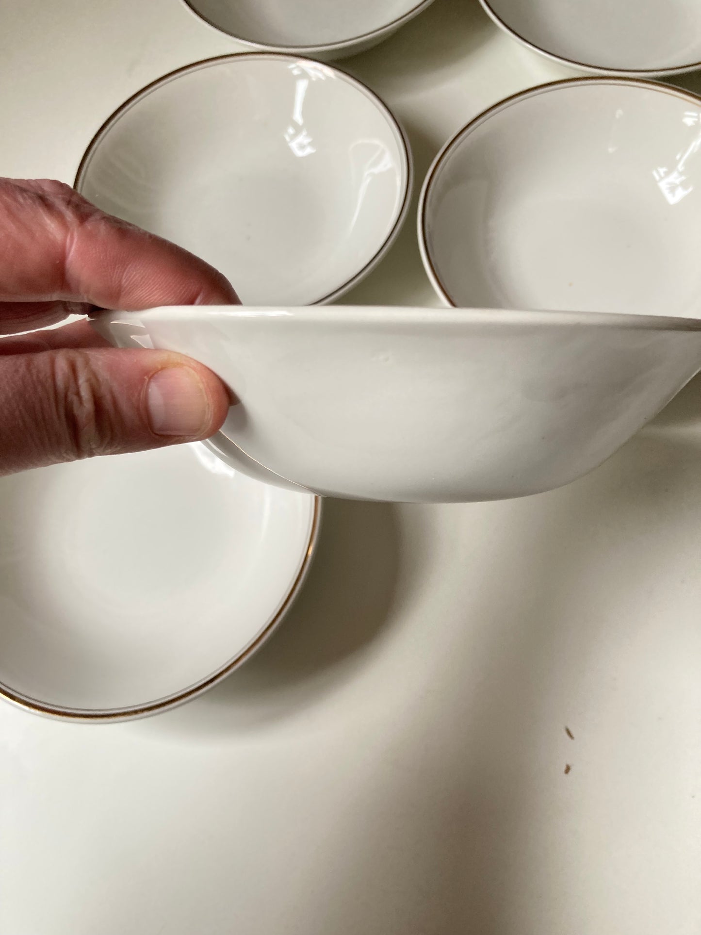 Wood & Sons White and Gold Edged Bowls Set of 6 - Bloom & Heirloom Vintage Decor