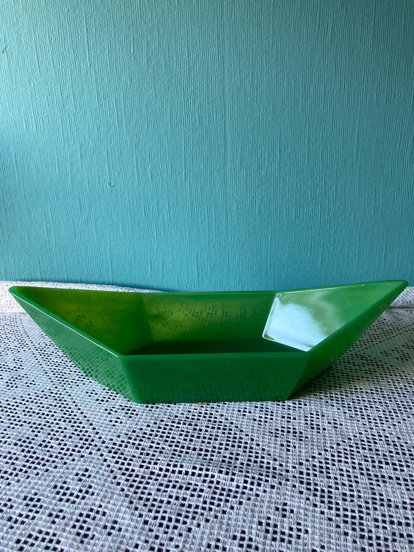 Davidson Green Cloud Glass Boat Shape Bowl