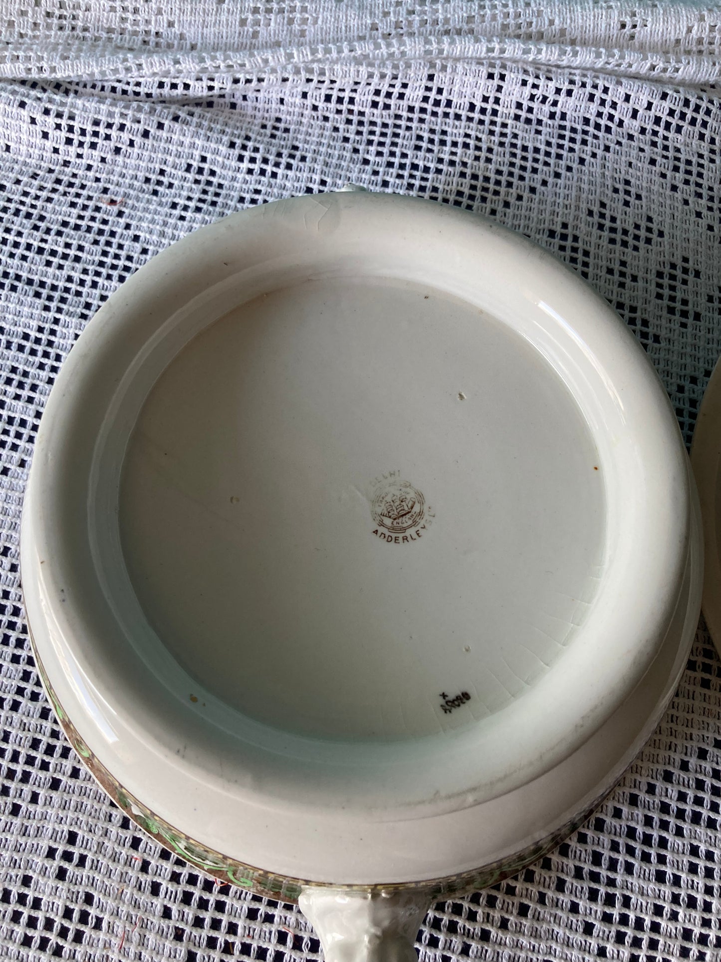 1920s Adderley Ltd Bone China Lidded Vegetable Bowl, Bird Motif with Gold Rim