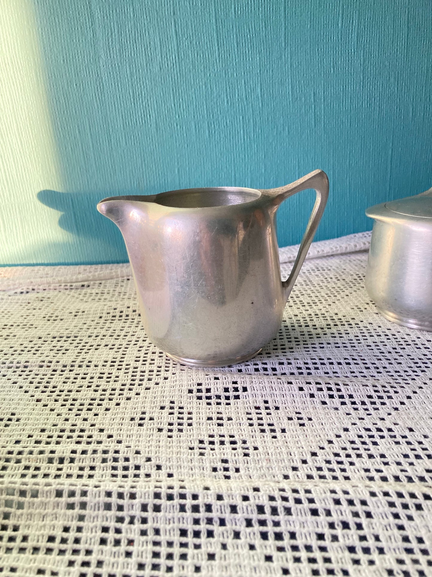 Classic 1950’s Piquot Ware Tea Set Creamer & Covered Sugar