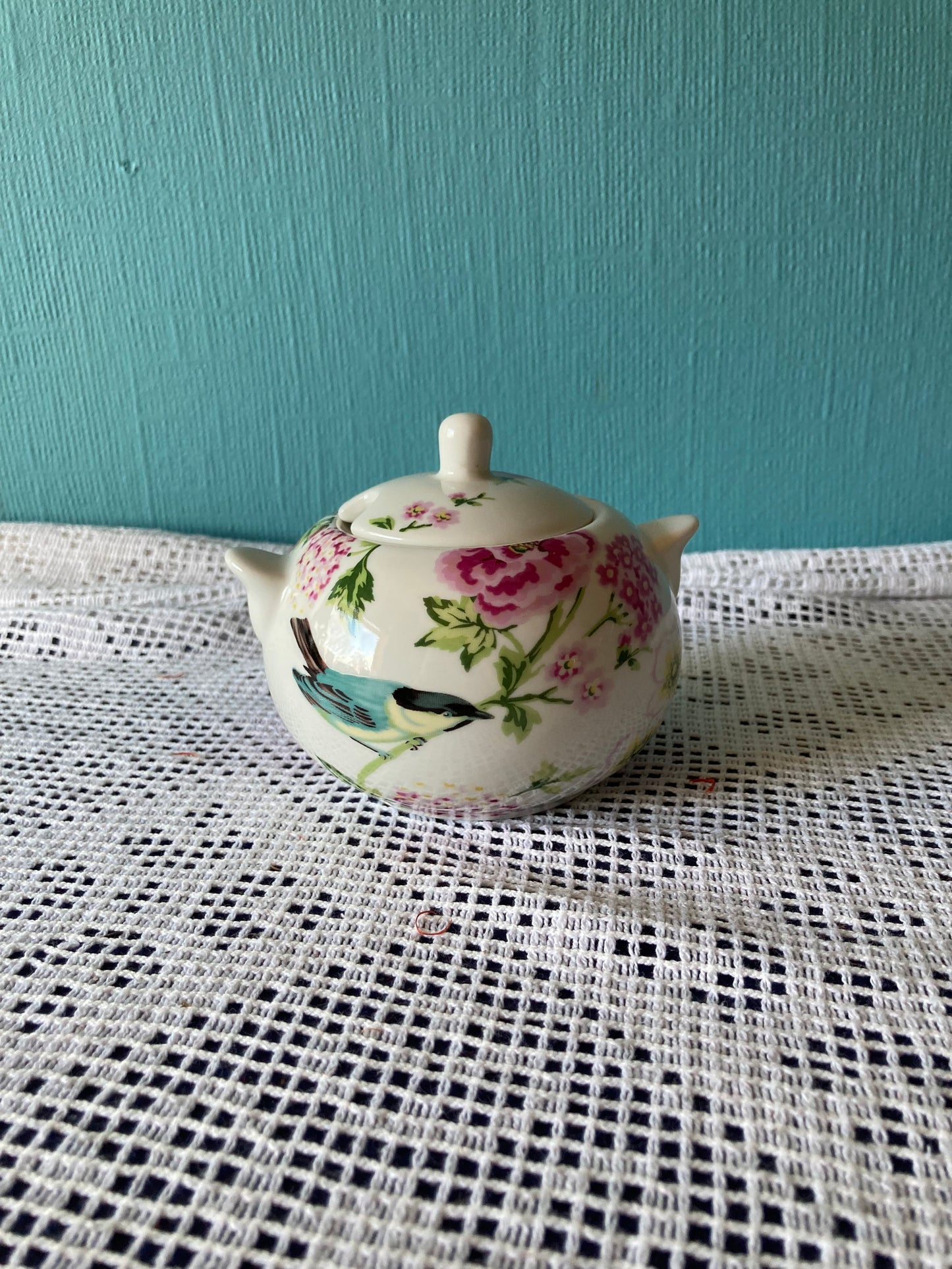 Bird Song Floral Creative Tops Lidded Sugar Bowl