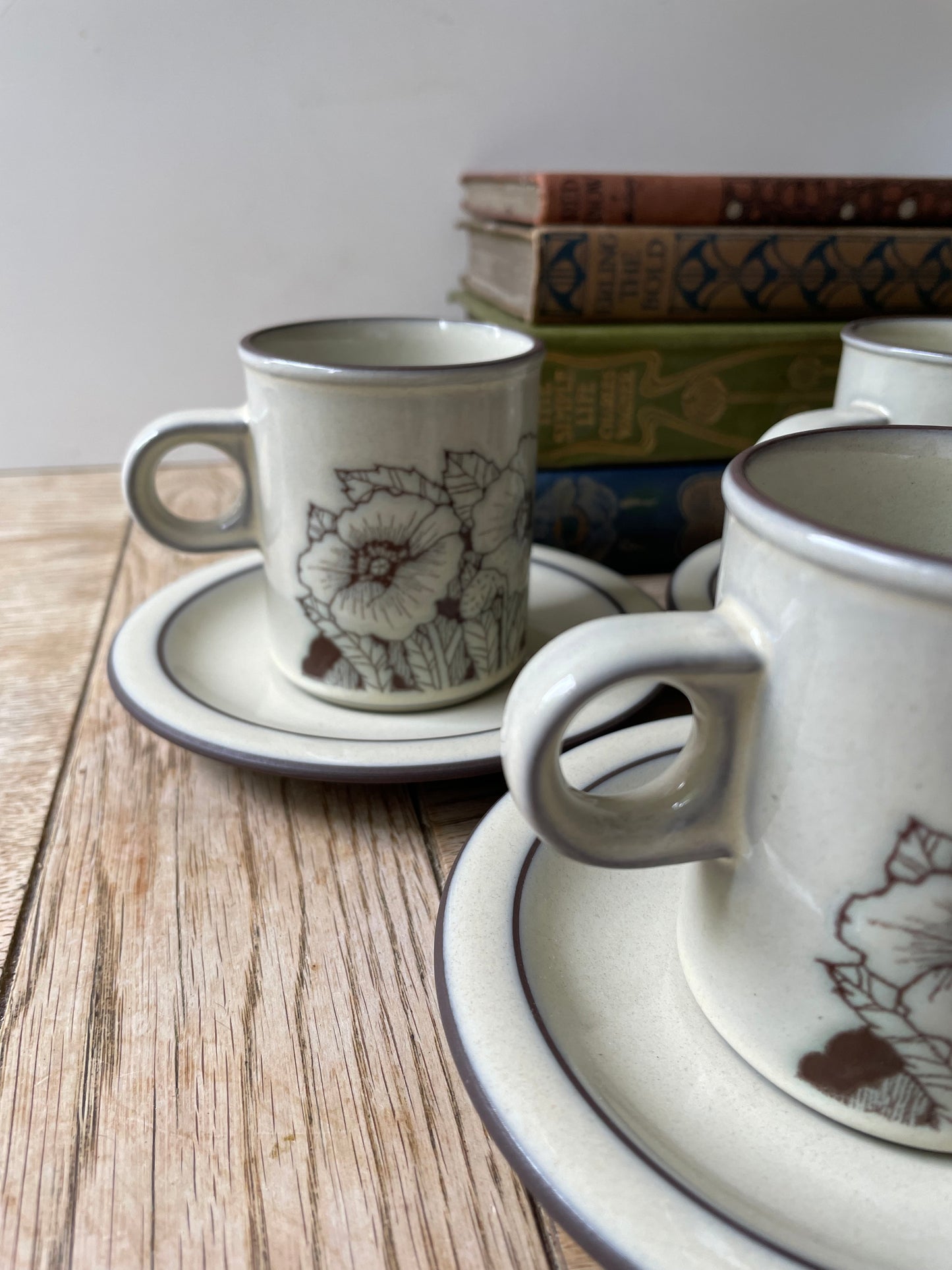 Hornsea Cornrose Espresso Coffee Cup & Saucer Set x5 Retro 70s