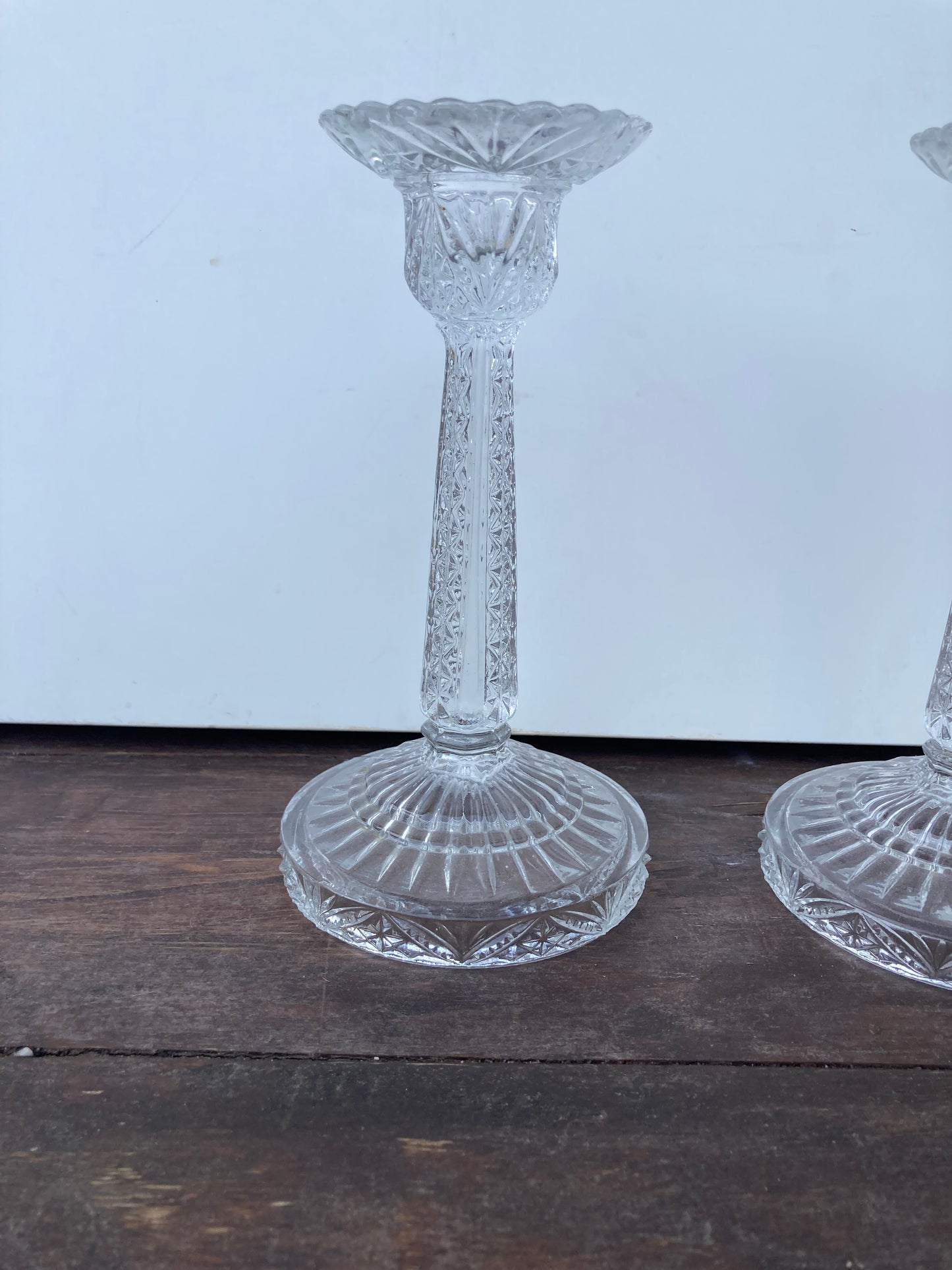 Elegant Vintage Bayel Louis XV Candlestick Clear Pressed Glass