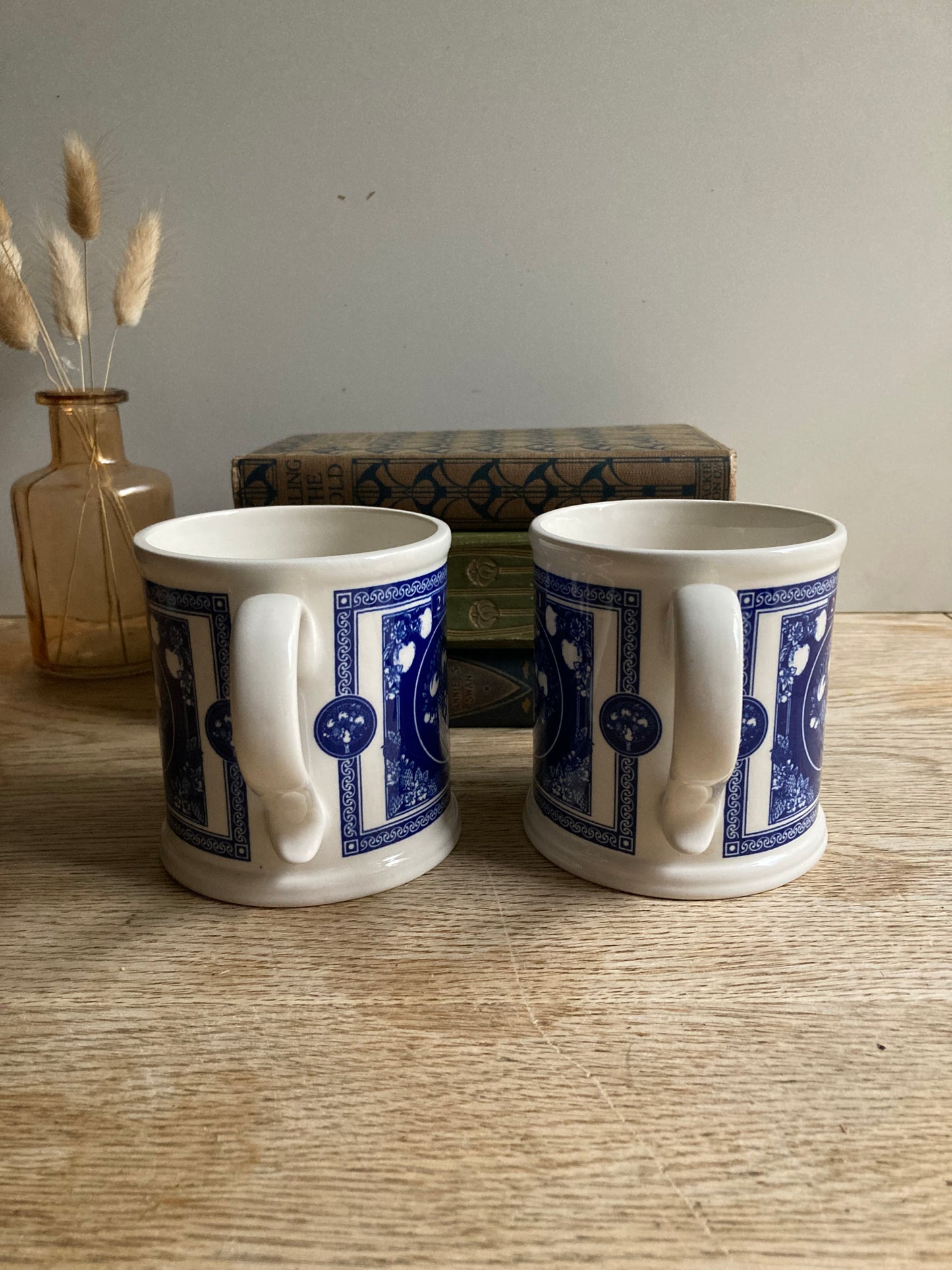 Masons Crabtree & Evelyn Ironstone 2001 Mug Pair Blue and White