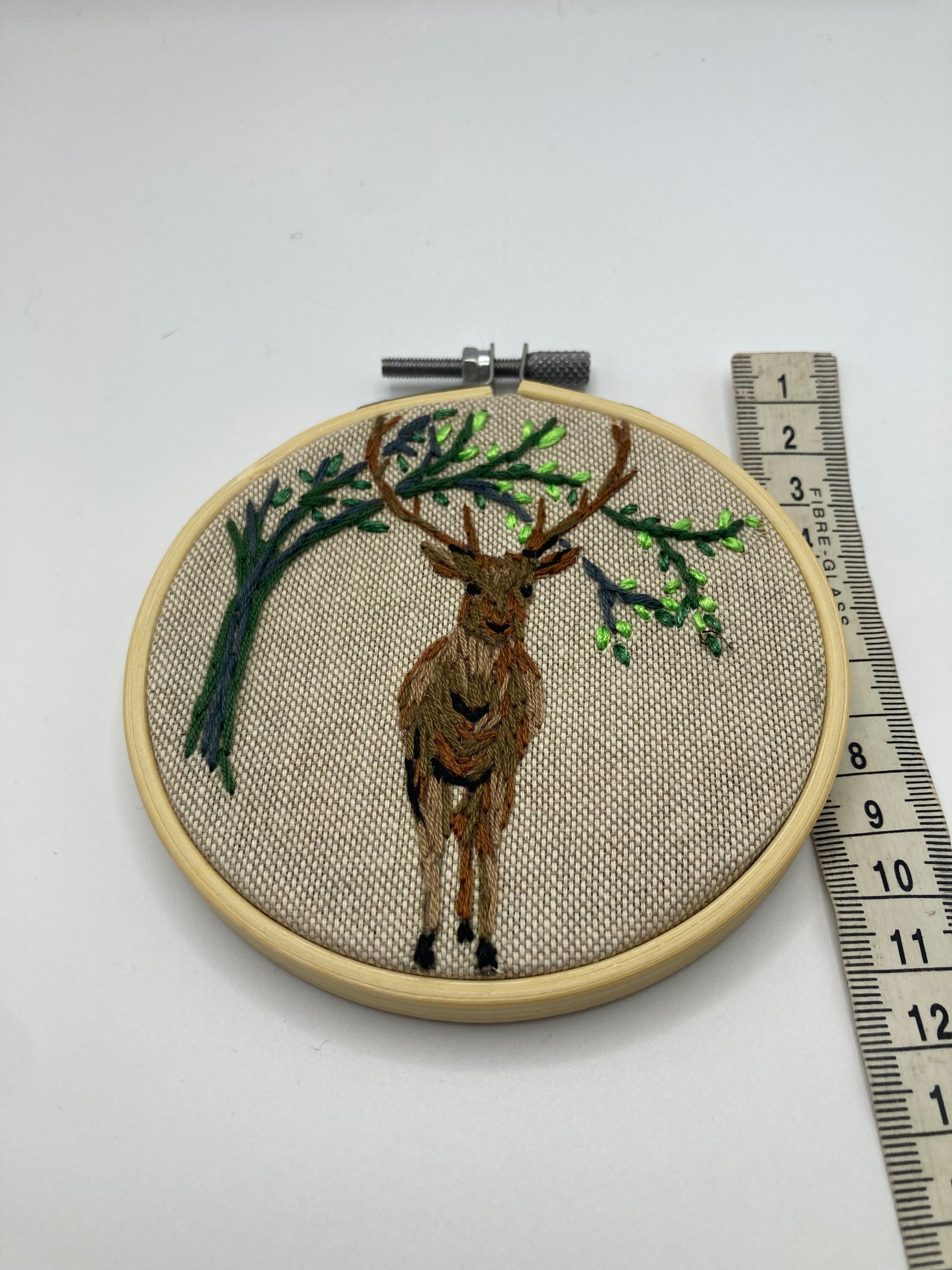 Deer Hand Stitched Medium Hoop Wall Art - Bloom & Heirloom Vintage Decor