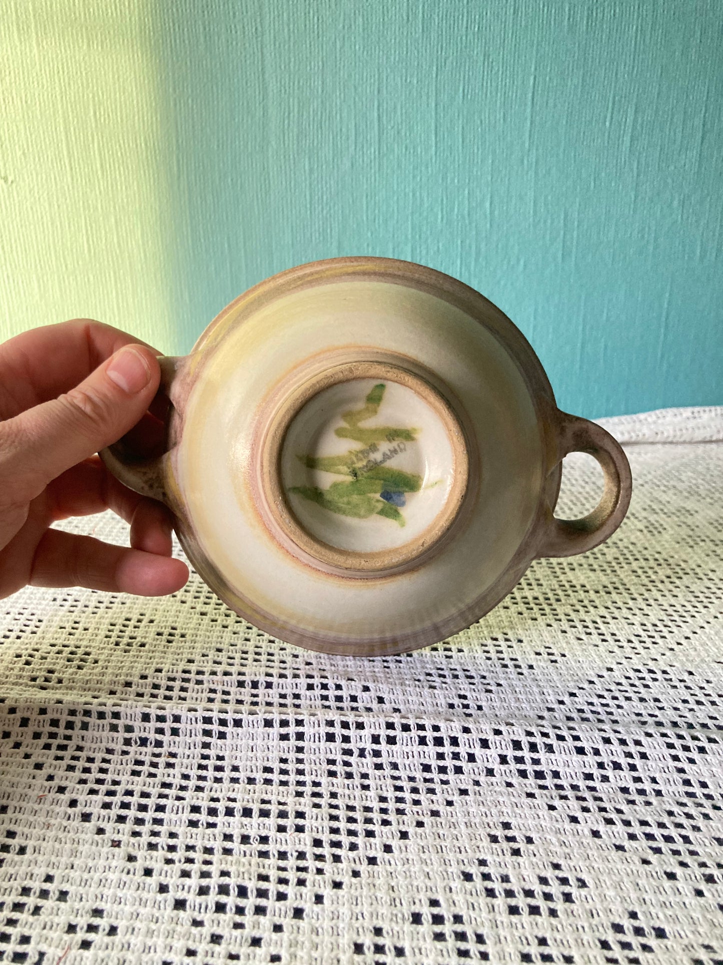 Glyn Colledge Denby Bourne Double Handled Bowl Dish | Glyn Ware Leaves