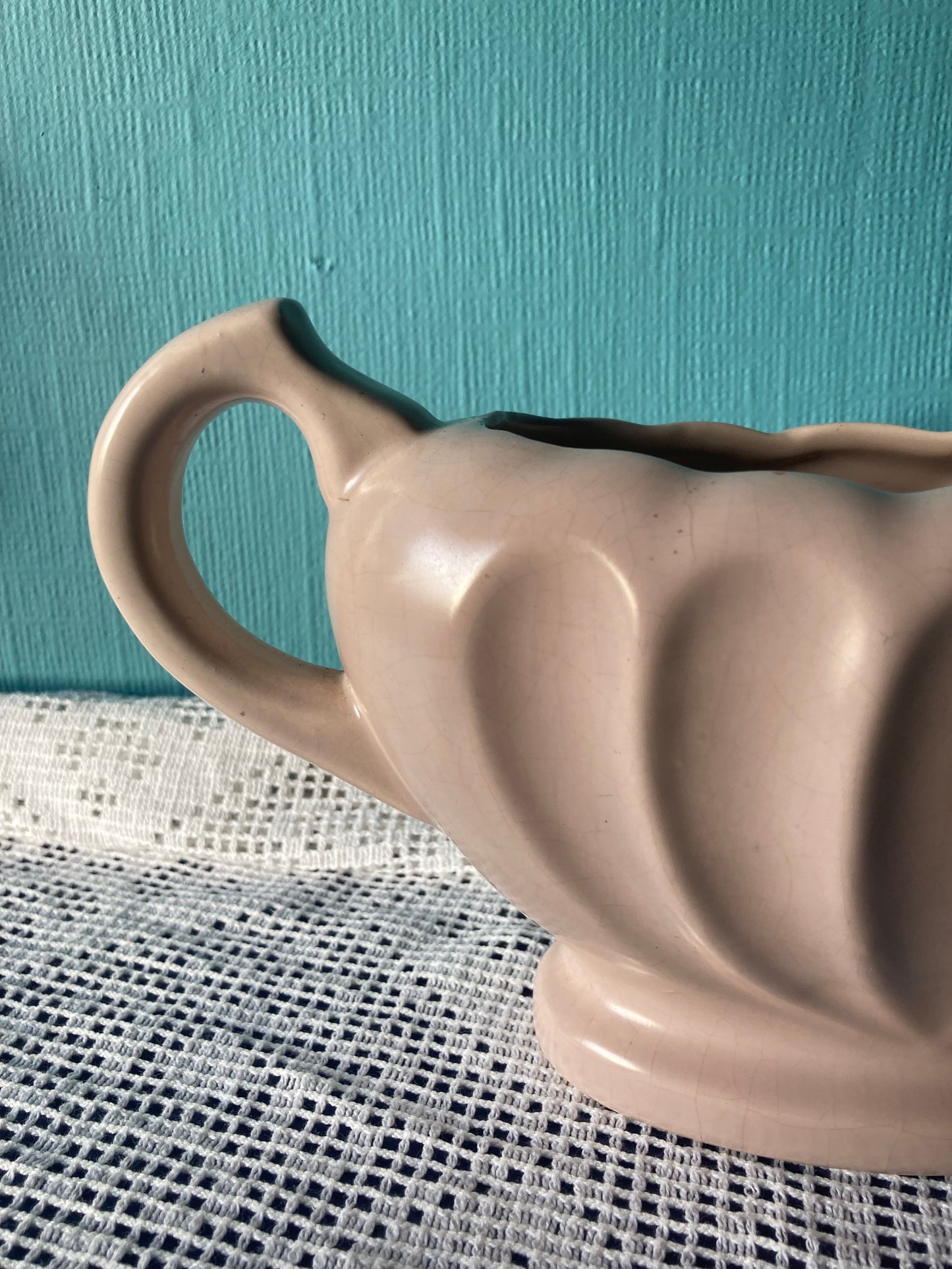 Vintage Dee Cee Mantle Vase Oyster Pink Stoneware