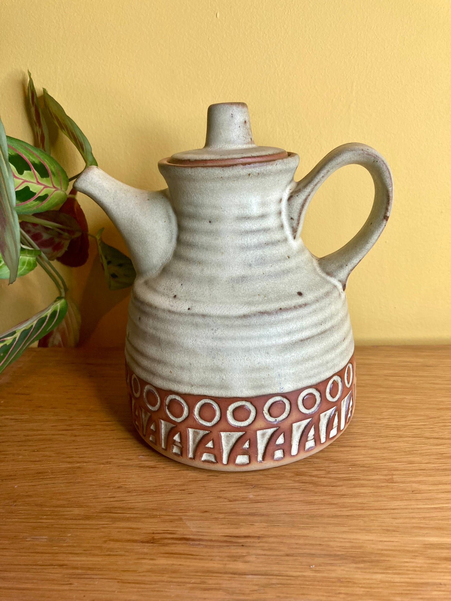 Vintage Tremar Ceramic Teapot Retro Pattern Cornish Pottery