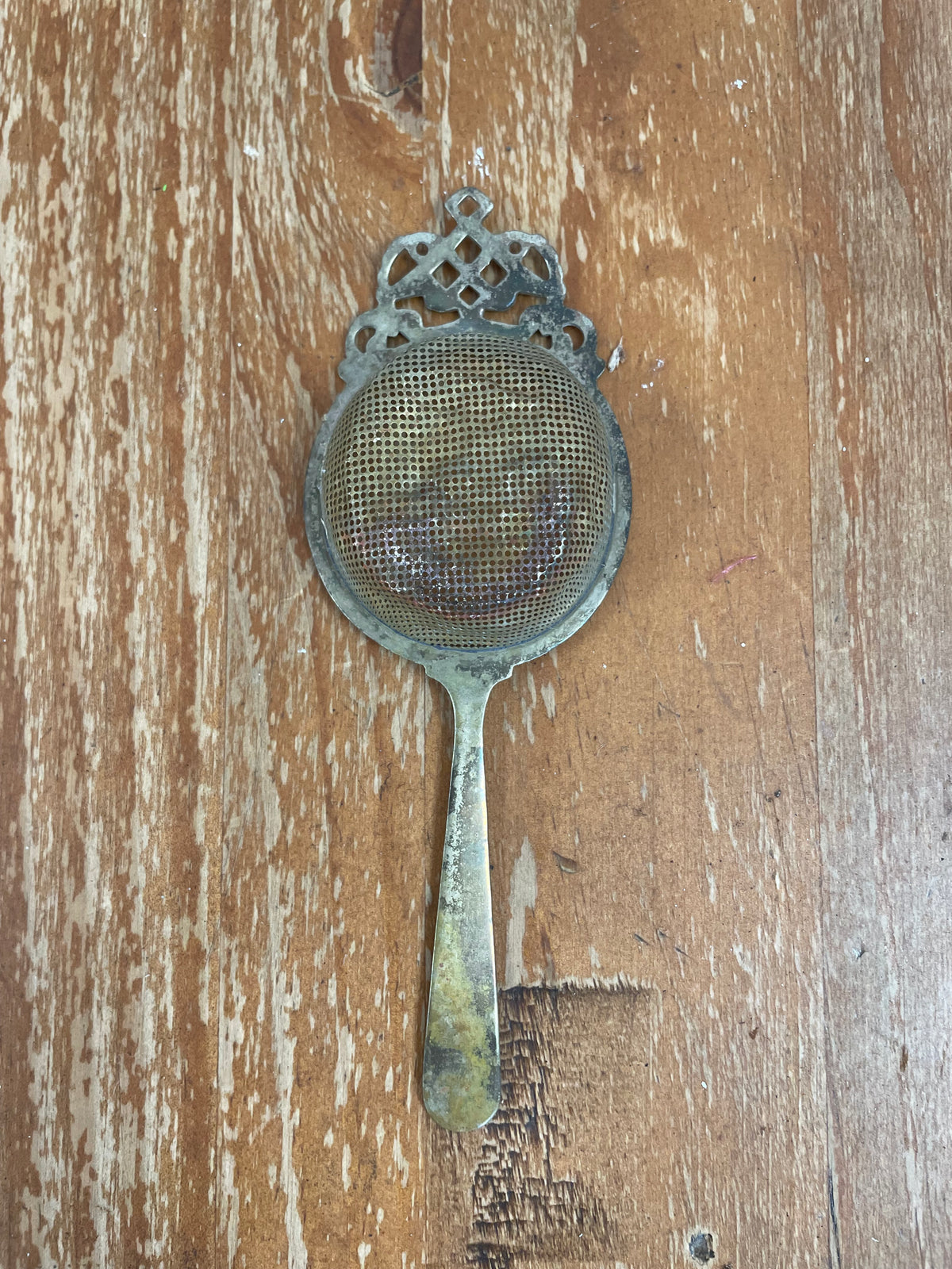 Ornate Patinated Tea Strainer