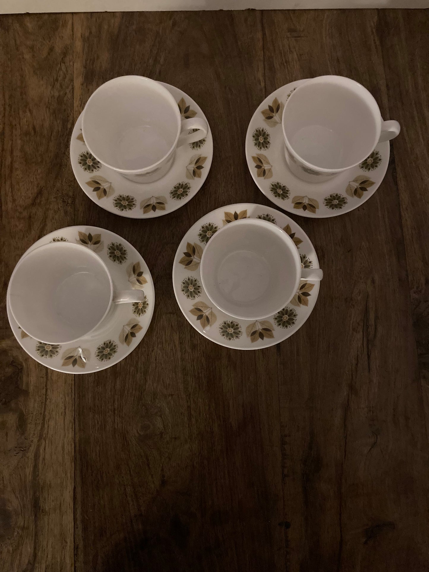 Retro Colclough Brown Floral Tea Set For 4 Ridgeway Pottery