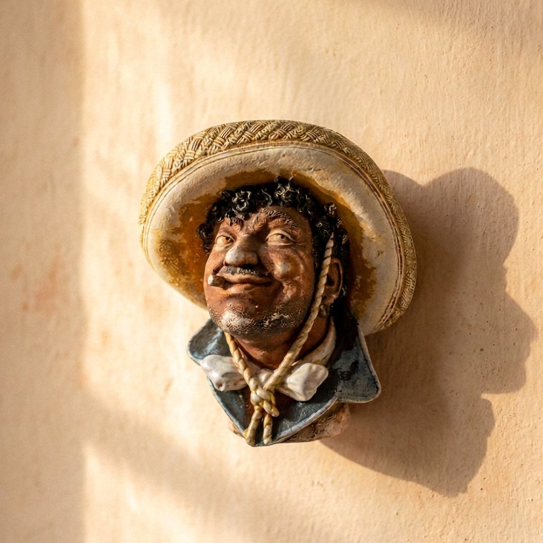 Vintage 1960s Bossons Pancho Chalkware Head Mexican Wall Hanging Plaque