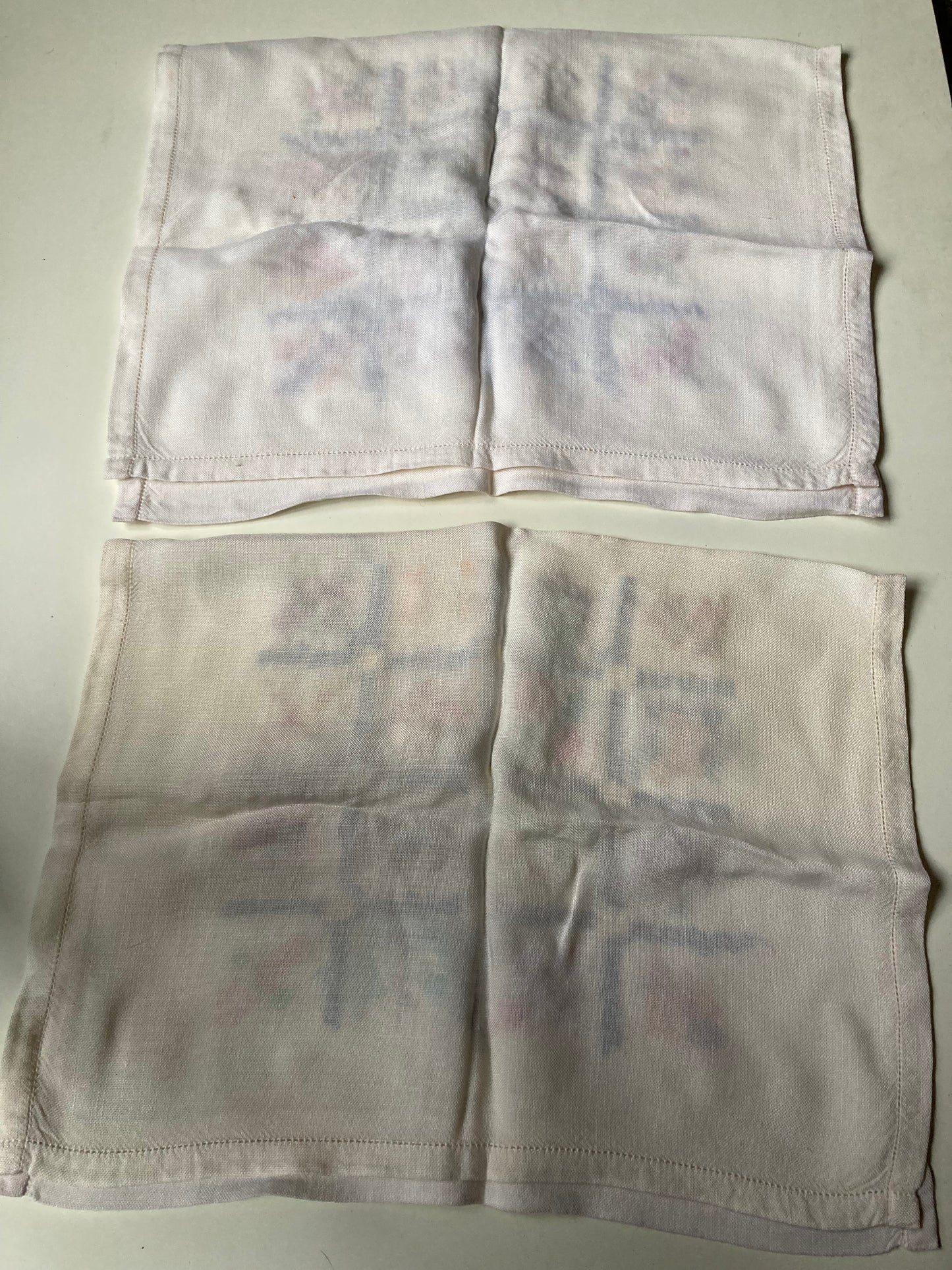 Vintage Hand Embroidered Cotton Seat Back Covers x 2