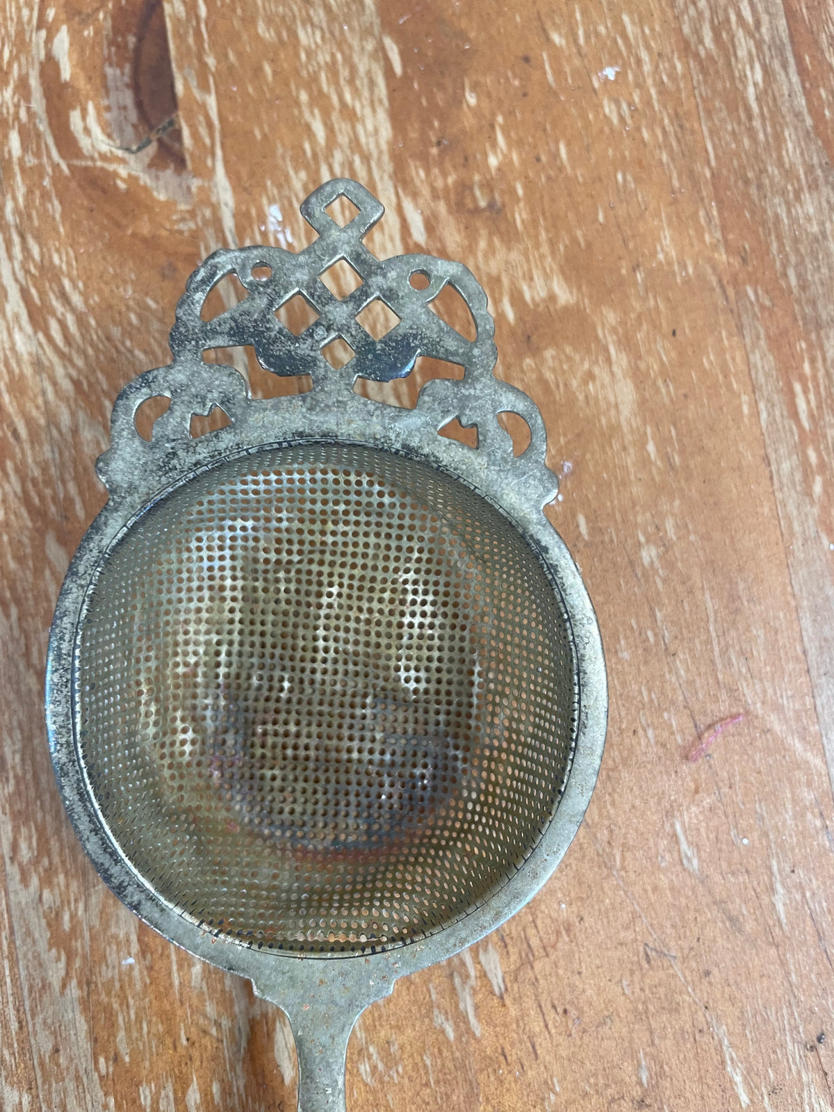 Ornate Patinated Tea Strainer