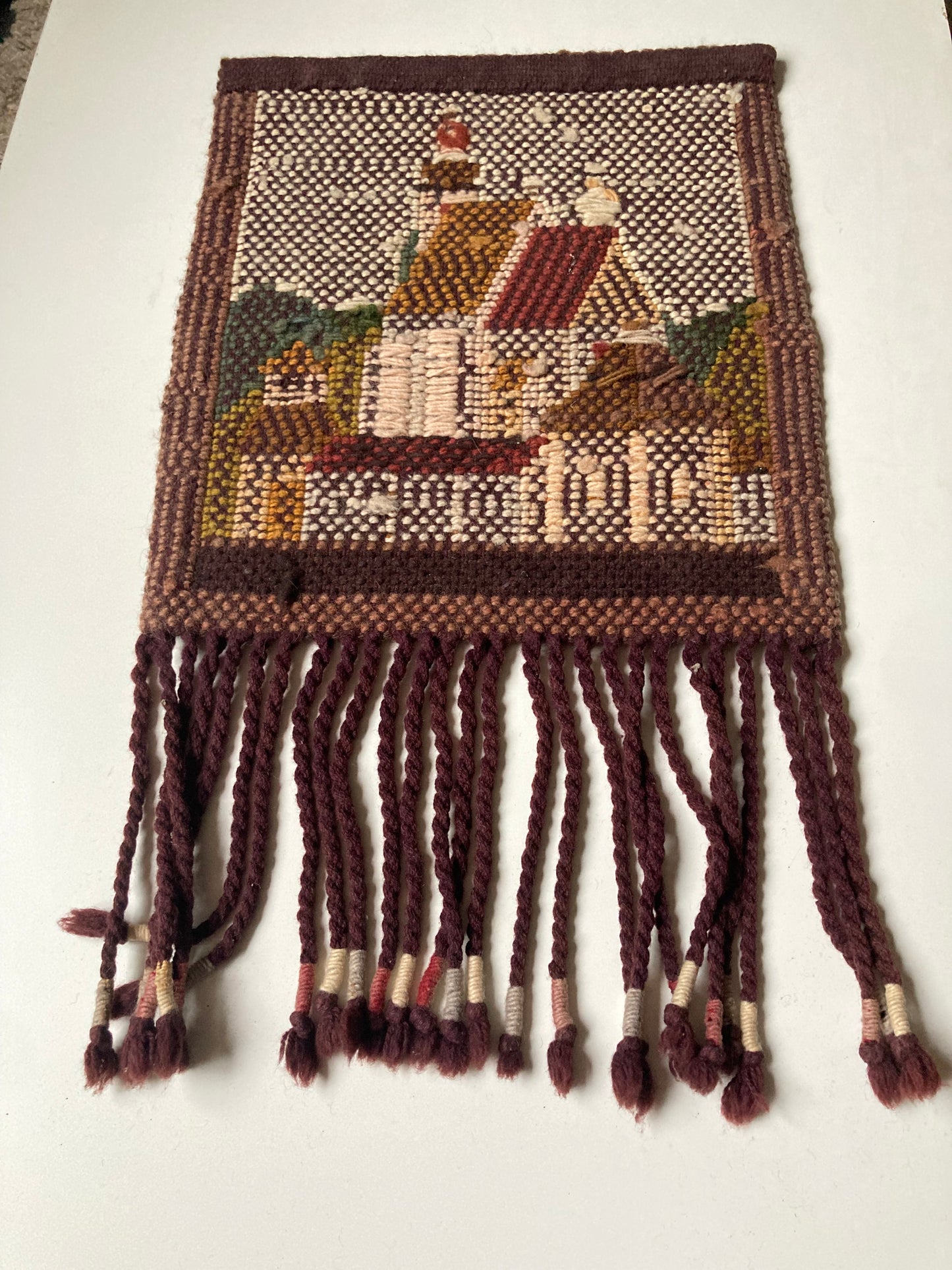 Vintage Polish Cepelia Woven Wool Handmade Wall Hanging Tapestry