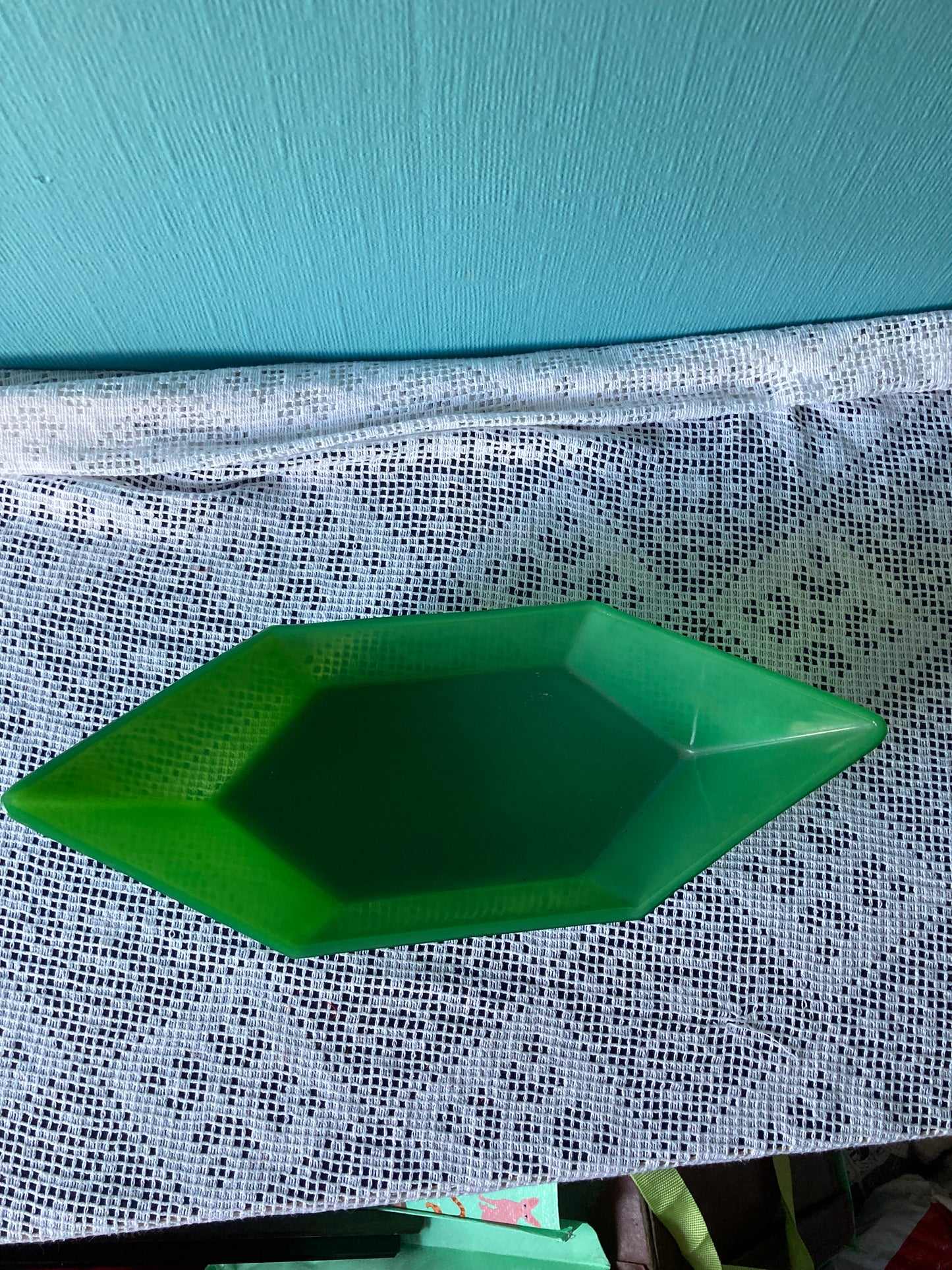 Davidson Green Cloud Glass Boat Shape Bowl