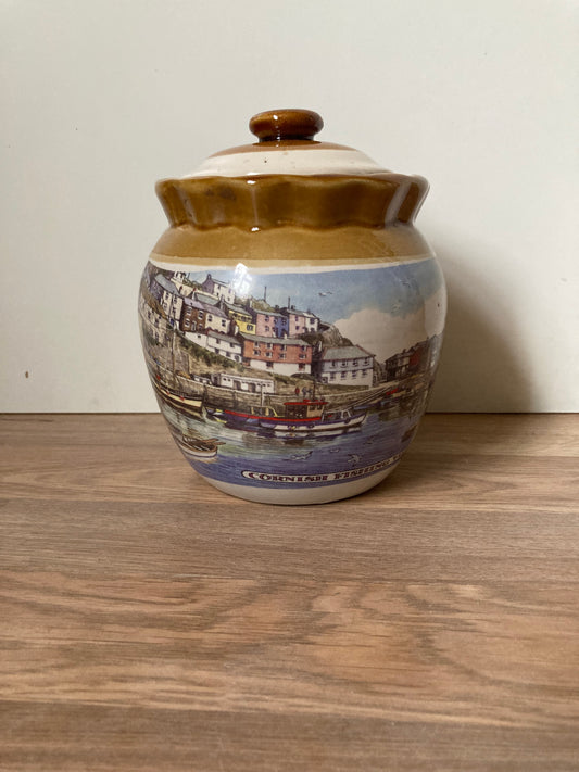 Presingoll Cornish Pottery Lidded Stoneware Storage Jar